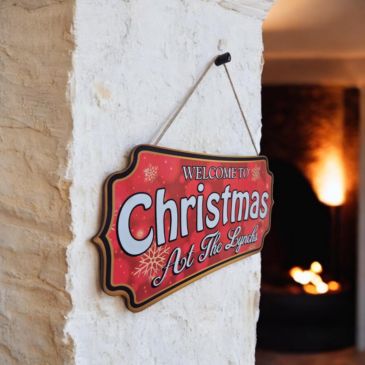 Personalised Christmas Sign - Welcome to Christmas Hanging Decoration | Custom Holiday Door Sign | Festive Christmas Decor for Home