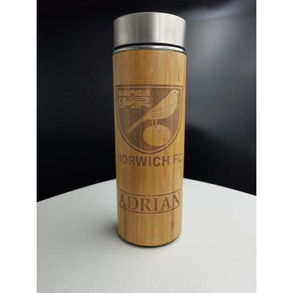 Wooden Thermos Custom Travel Mug, Personalised Tea Infuser, Laser Engraved Bamboo Travel Mug, Customised Thermos - PersonalisedByPicArt