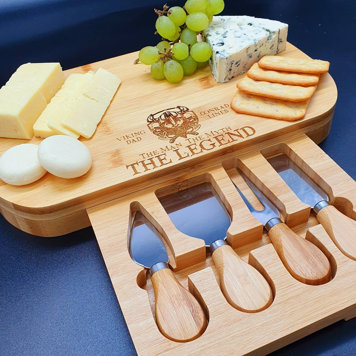 Personalized Viking Gifts -Personalised Bamboo Cheese Board - Dad Christmas Gift - The Man The Myth The Legend - Gift For Him - Gift For Dad