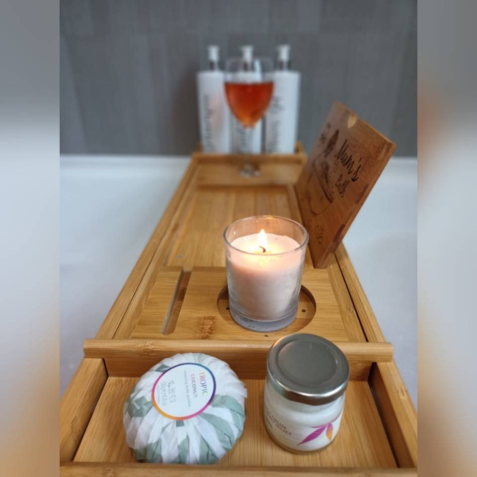 Personalised Best Friend Gifts - Bamboo Extendable Personalized Bath Tray - The Perfect Best Friend Christmas Gift - Bathroom Accessories