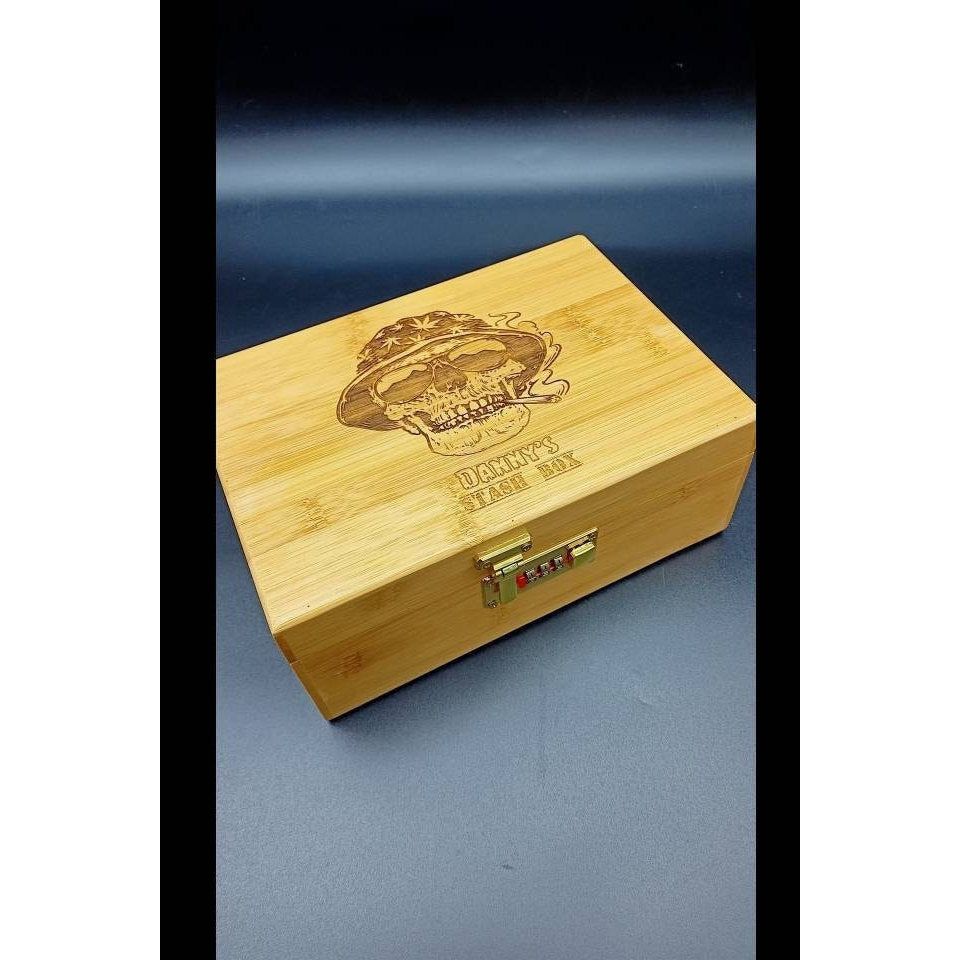 21st Birthday Gift - Large Bamboo Stash Box with Lock & Tray