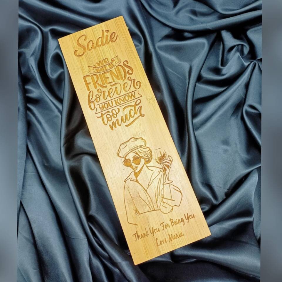 Best Friend Gifts - Personalised Gift - Bamboo Wine Box With 4 Tools - Best Friend Christmas Gift - The perfect Gifts For Best Friend Female