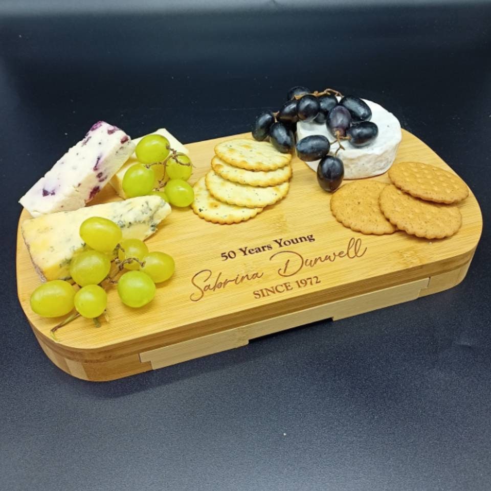 50th Birthday Gifts - Personalised Gift - Eco Friendly Bamboo Charcuterie Cheese Board - 50th Birthday Gift Ideas - Engraved Gift