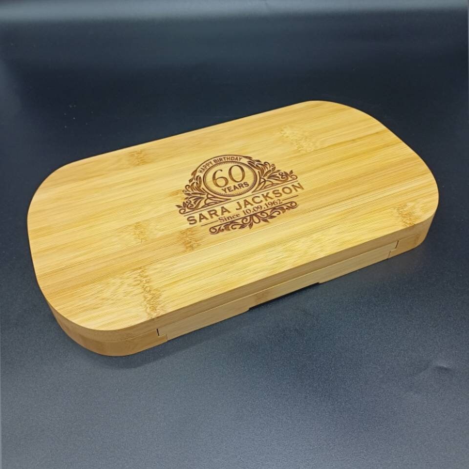 60th Birthday Gifts - Personalised Gift - Eco Friendly Bamboo Charcuterie Cheese Board - 60th Birthday Gift Ideas - Engraved Gift