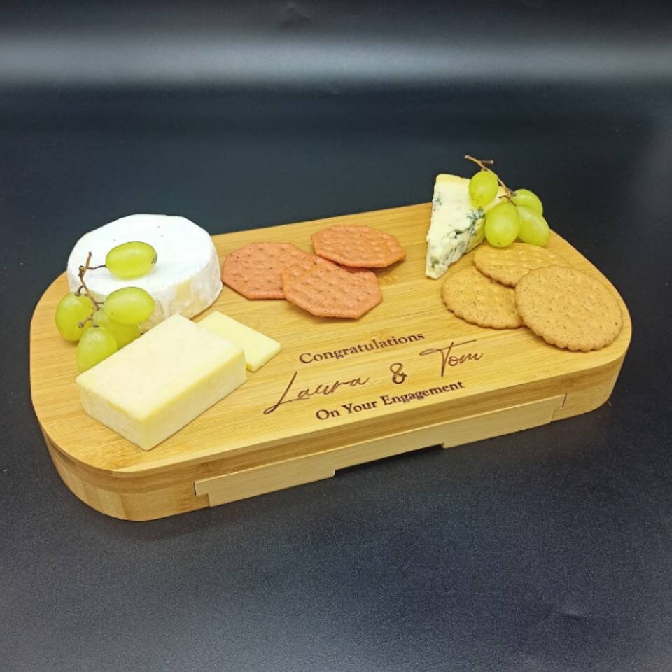 Engagement Gifts - Cheese Board And Accessories - Charcuterie Board Personalized - Engagement Gifts For Couple - Congratulations Gift