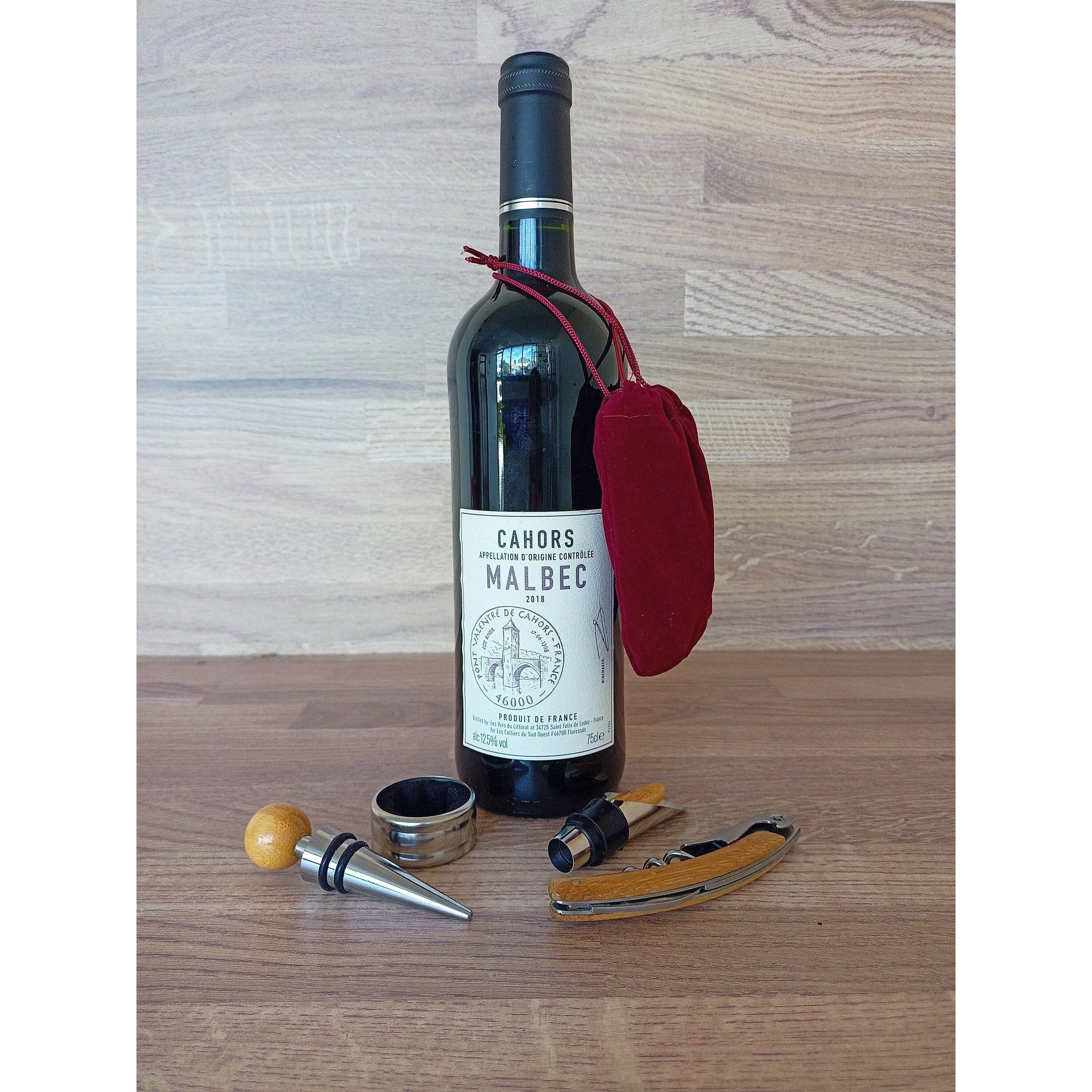 Wine Tool Gift - A collection Of 4 Essential Wine Tools Including Corkscrew, Wine Pourer, Wine Stopper & Wine Drip Ring - Ideal Wine Gift