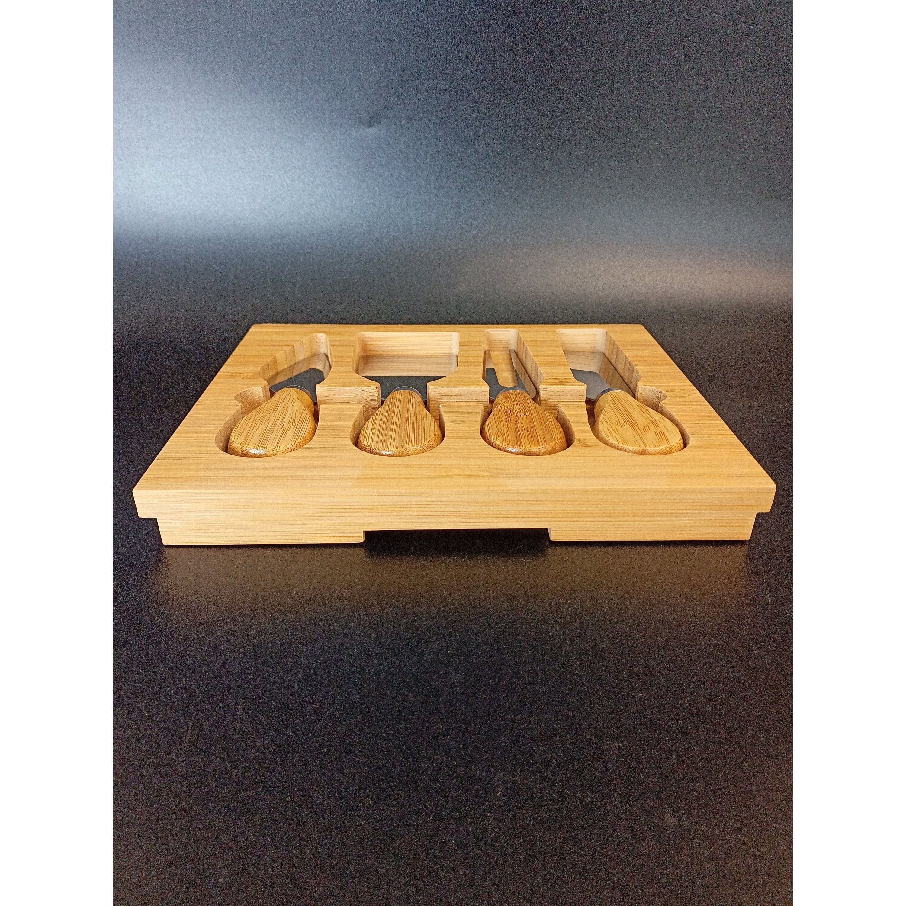 4-Piece Cheese Tool Set - Stainless Steel with Bamboo Handles in Display Tray