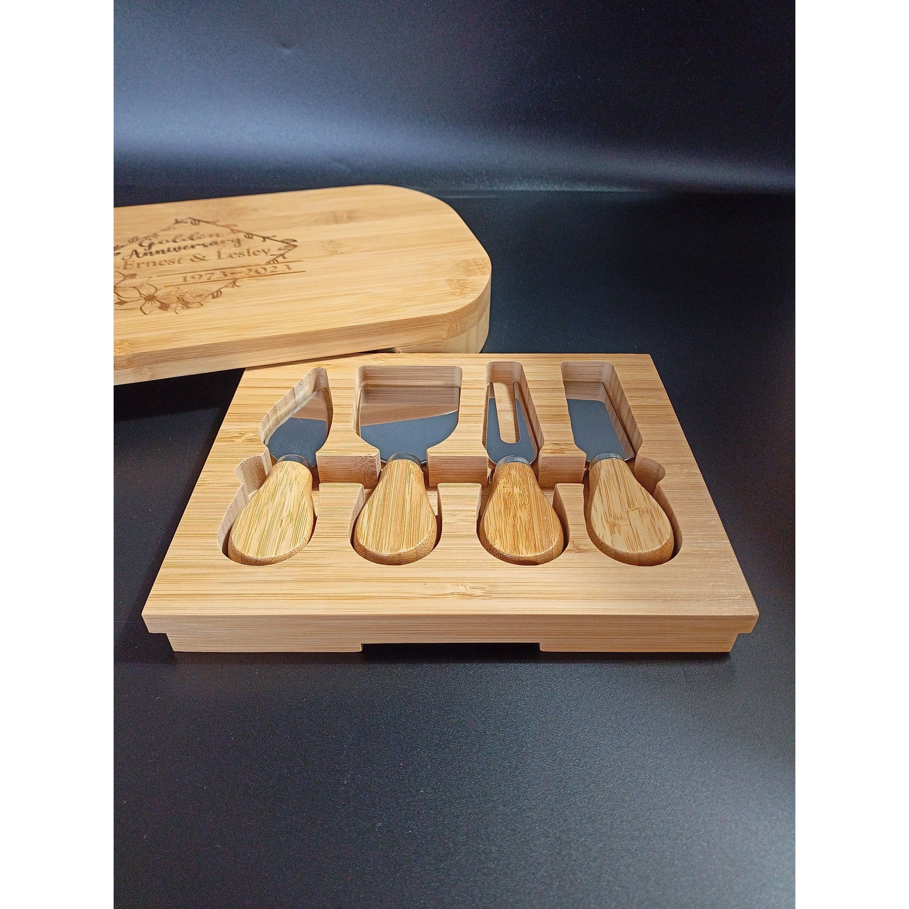 50th Anniversary Gift - Personalized Golden Cheese Board for Parents