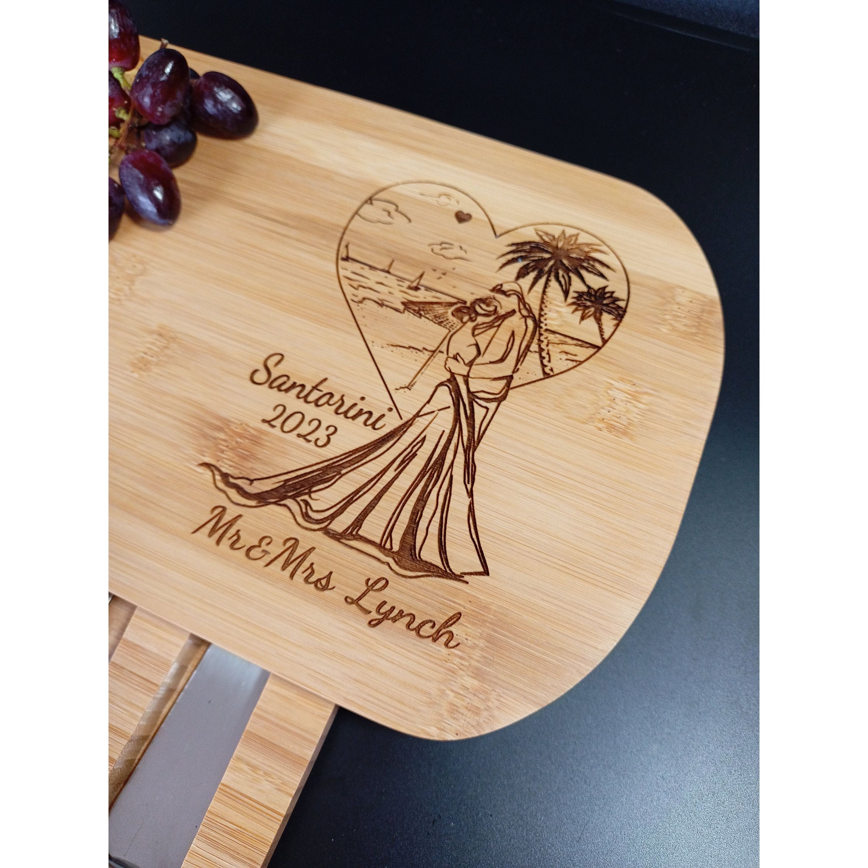 Just Married Wedding Gift - Custom Cheese Board Makes The Perfect Personalised wedding gift For The Special Couple - Mr & Mrs Wedding Gift