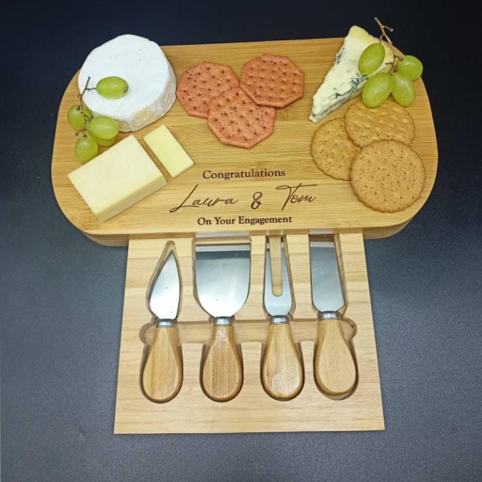 Engagement Gifts - Cheese Board And Accessories - Charcuterie Board Personalized - Engagement Gifts For Couple - Congratulations Gift