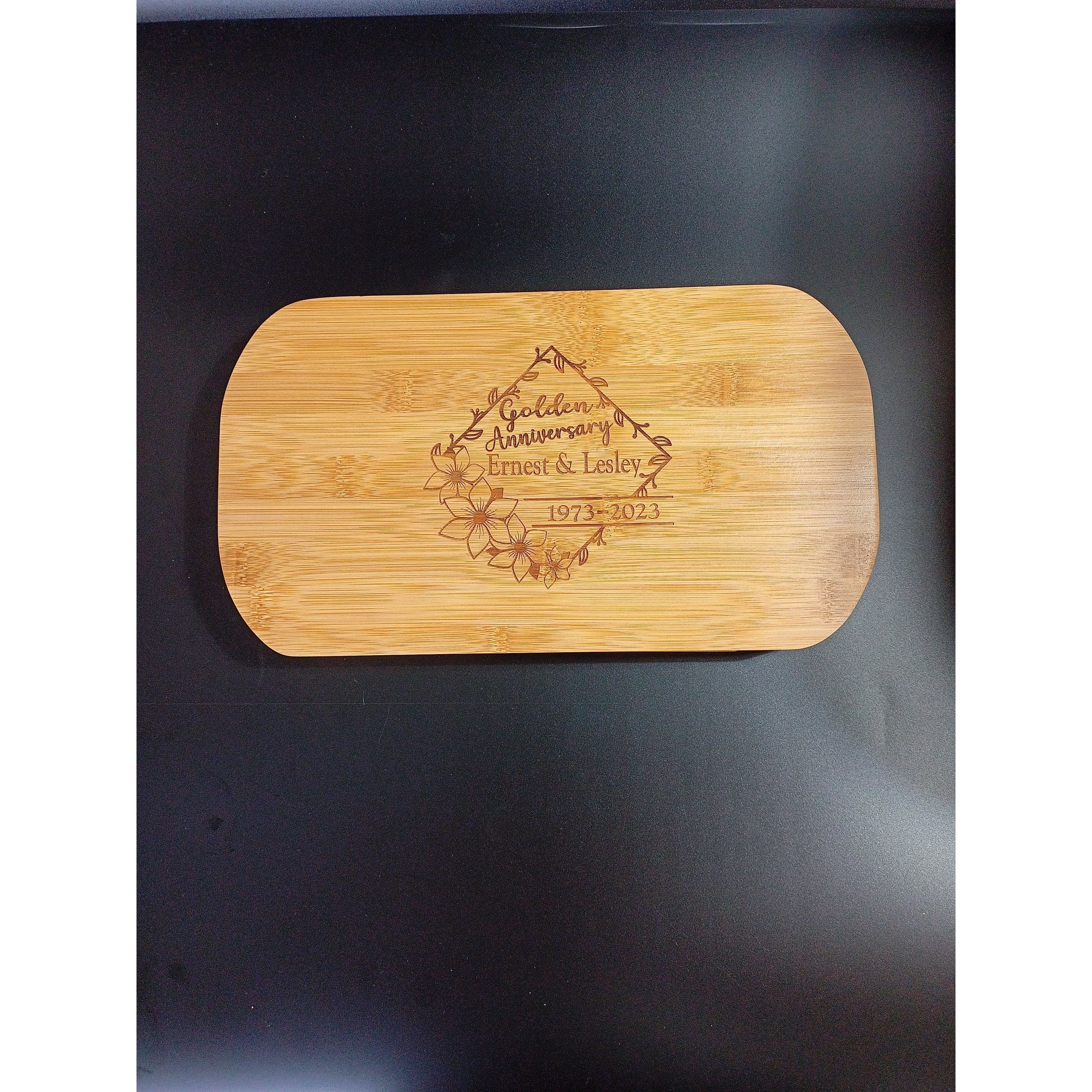 50th Anniversary Gift - Personalized Golden Cheese Board for Parents