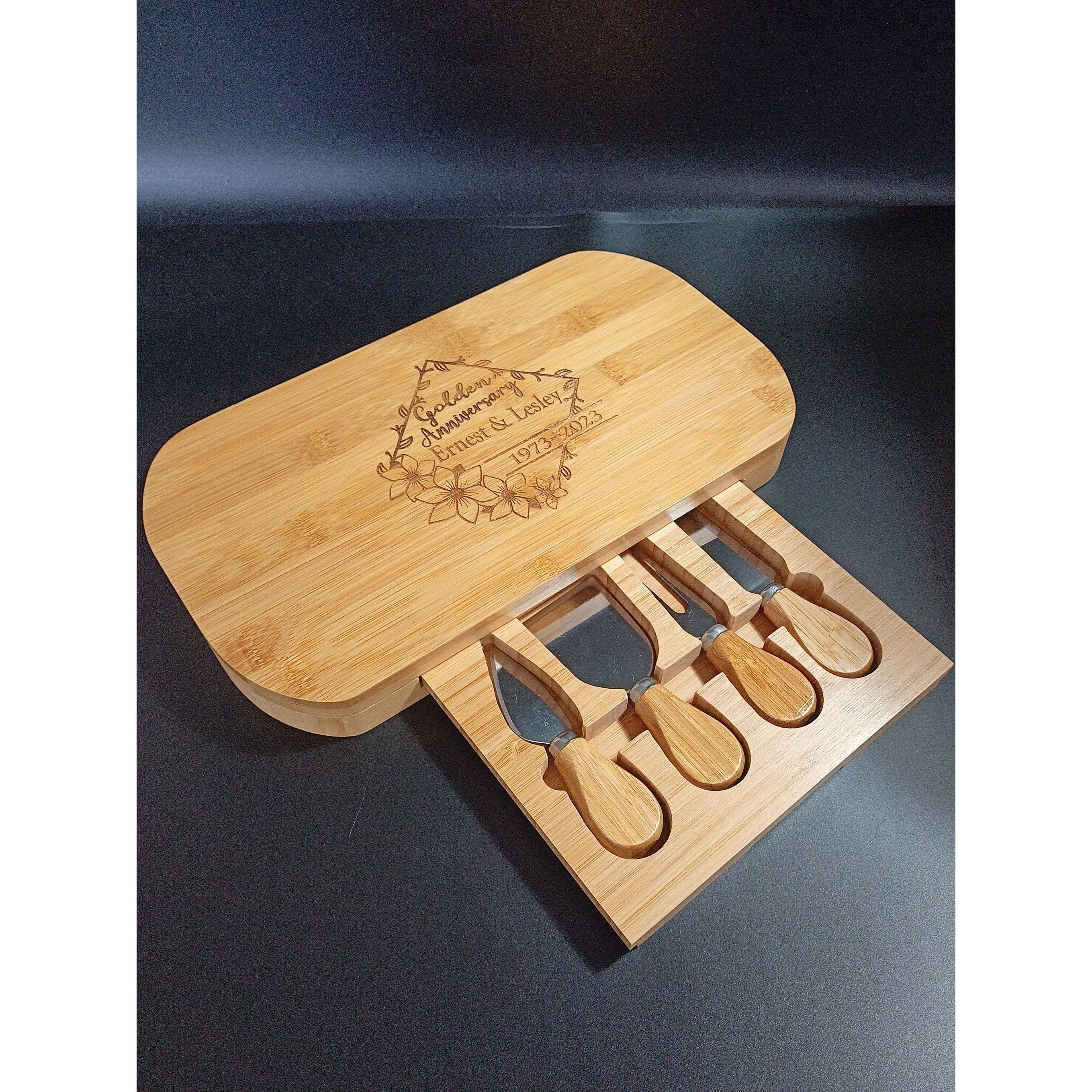 50th Anniversary Gift - Personalized Golden Cheese Board for Parents