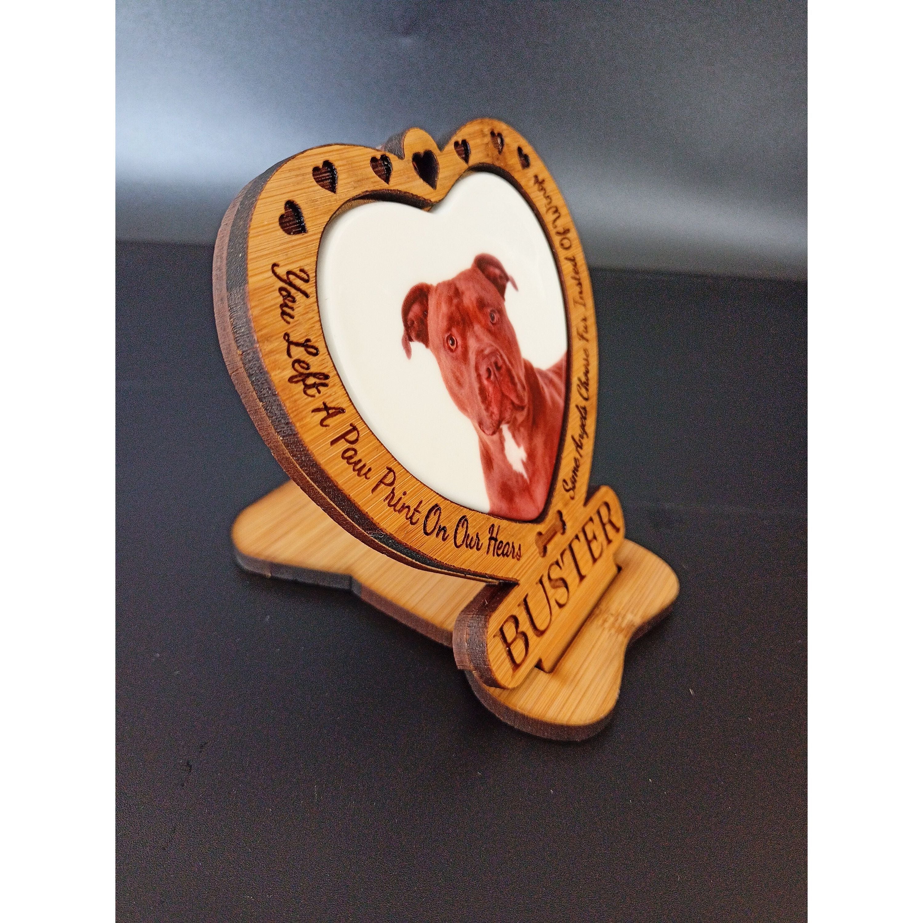 Pet Memorial Gift - Remember Your Fur - Baby With A Photo Pet Memorial Plaque - A Beautiful Memorial Pet Ornament made from Bamboo Wood