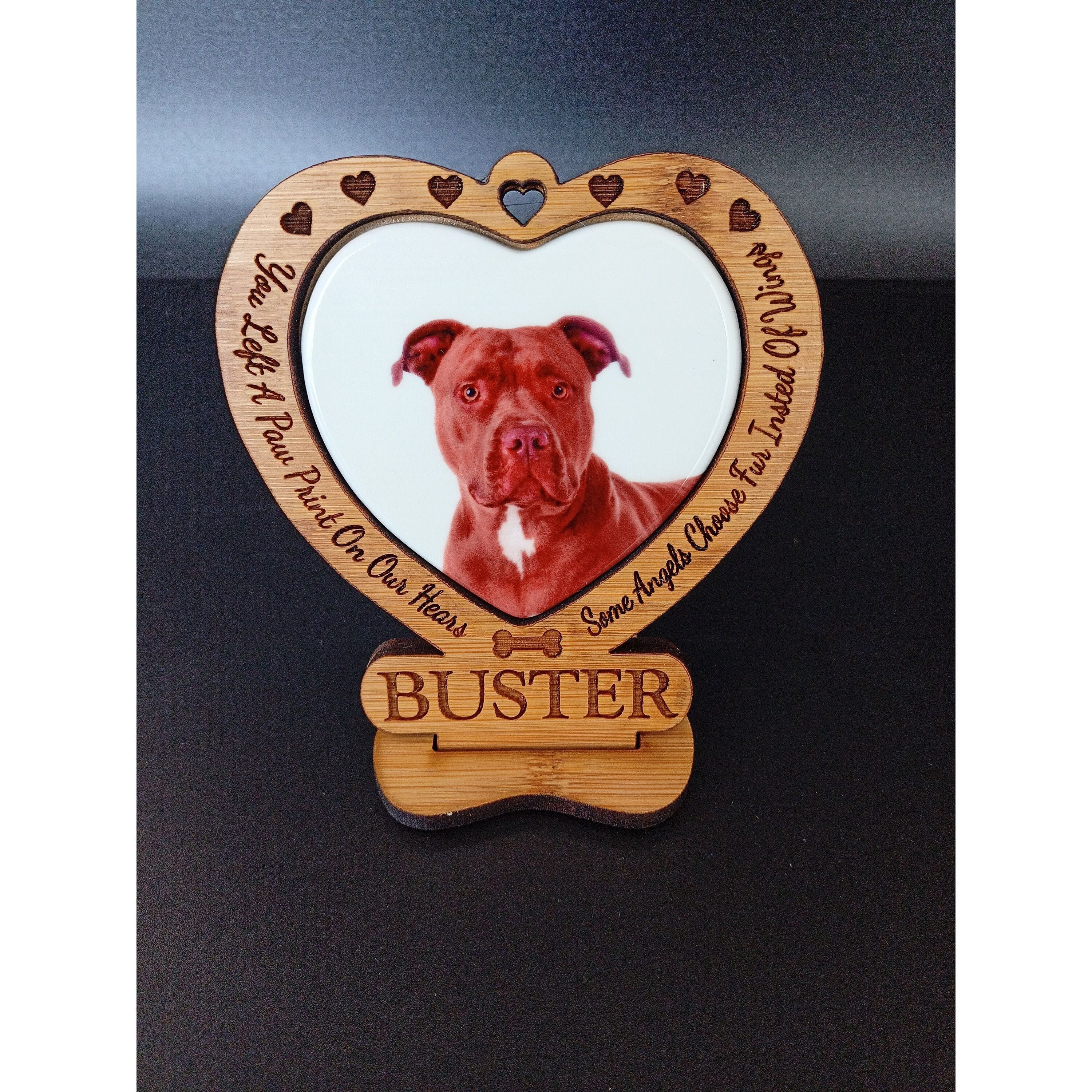 Pet Memorial Gift - Remember Your Fur - Baby With A Photo Pet Memorial Plaque - A Beautiful Memorial Pet Ornament made from Bamboo Wood