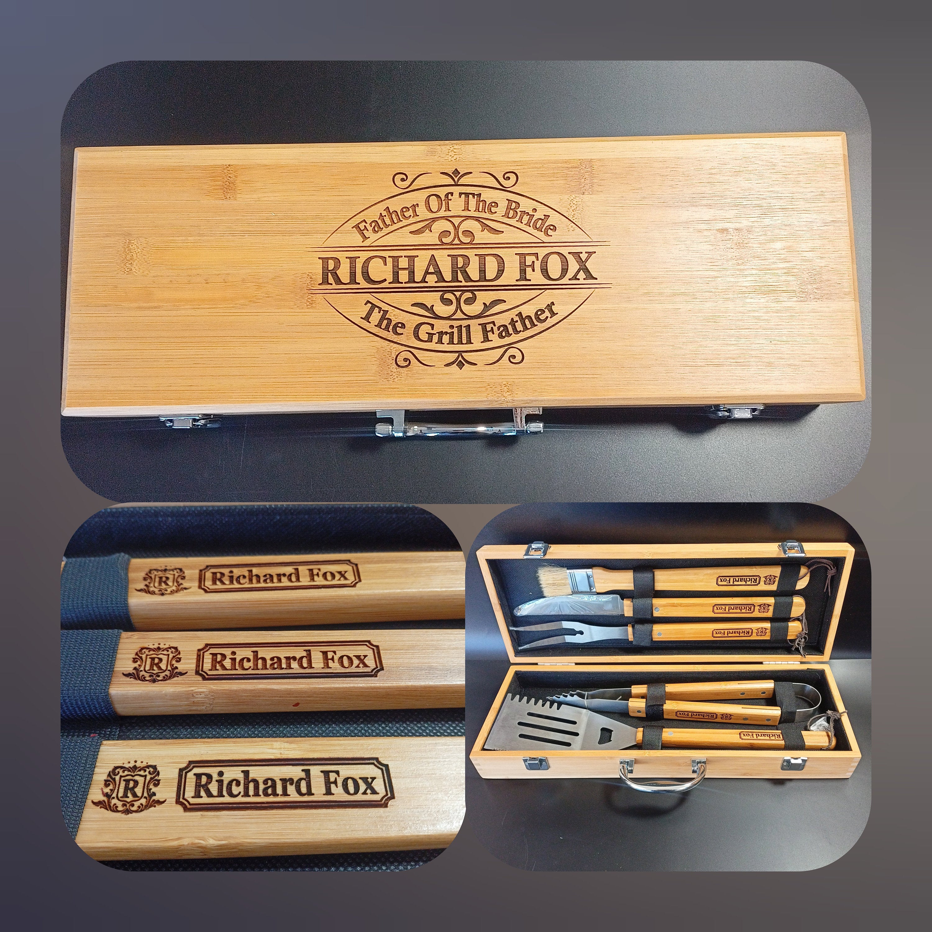 Father Of The Bride Gift - Personalised BBQ Grilling Set With Tools - Father Of Bride Gift From Daughter - Father Of Groom Gift From Groom