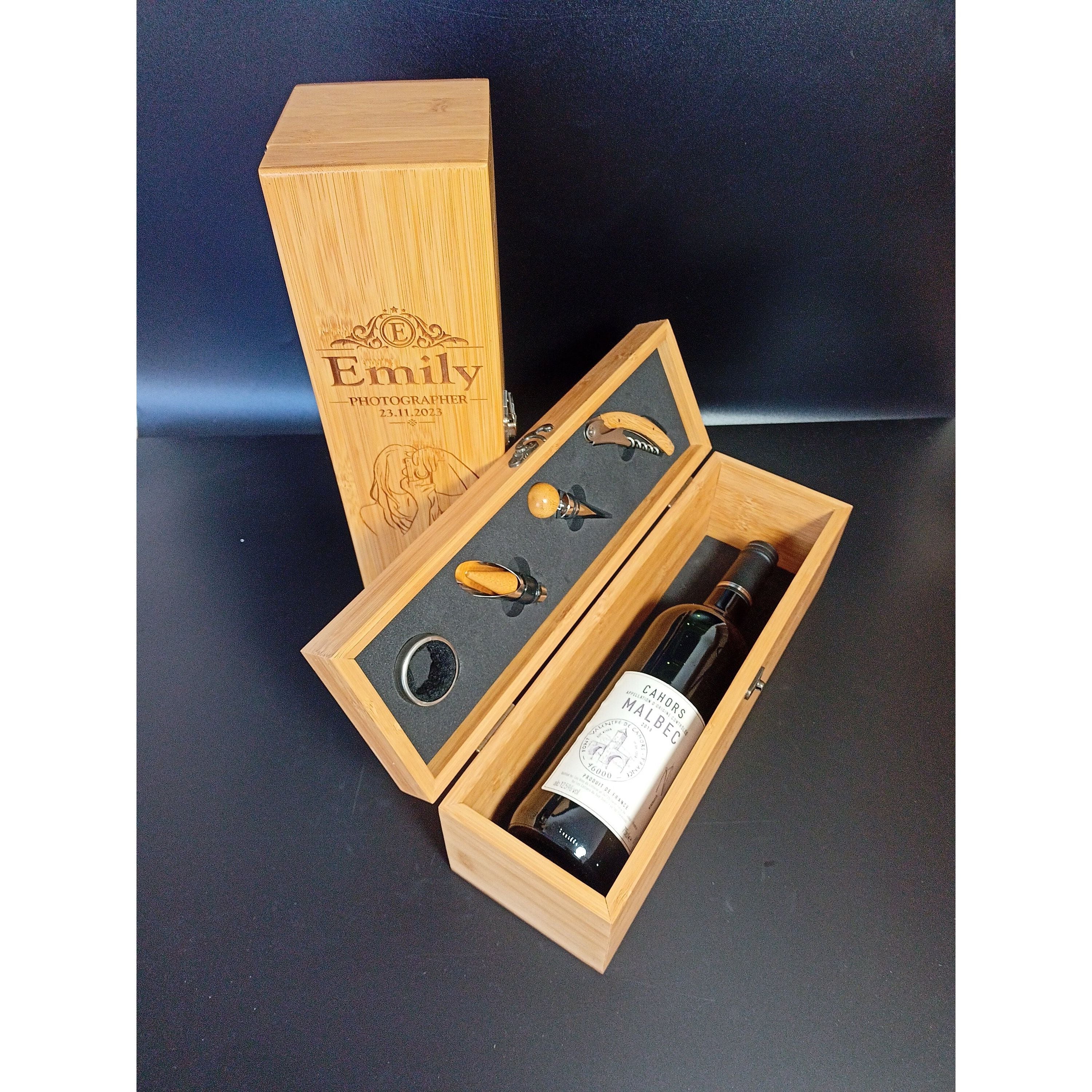 Wedding Photographer Gift - Bamboo Wine Box With 4 Tools - Custom Photographer Gift For Women - Thank You For Being Our Photographer Gift