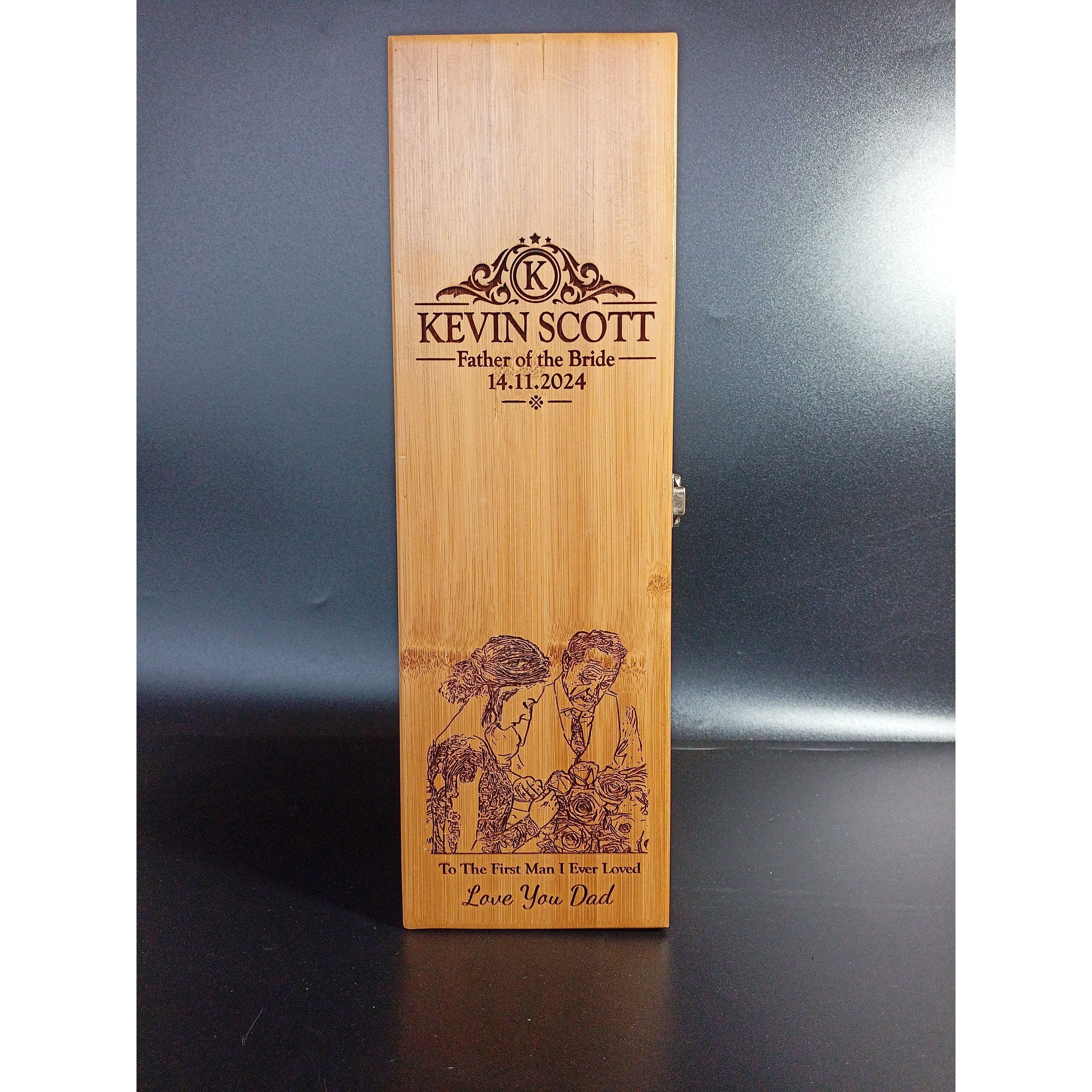 Father of the Bride Gift - Personalized Bamboo Wine Box with Tools
