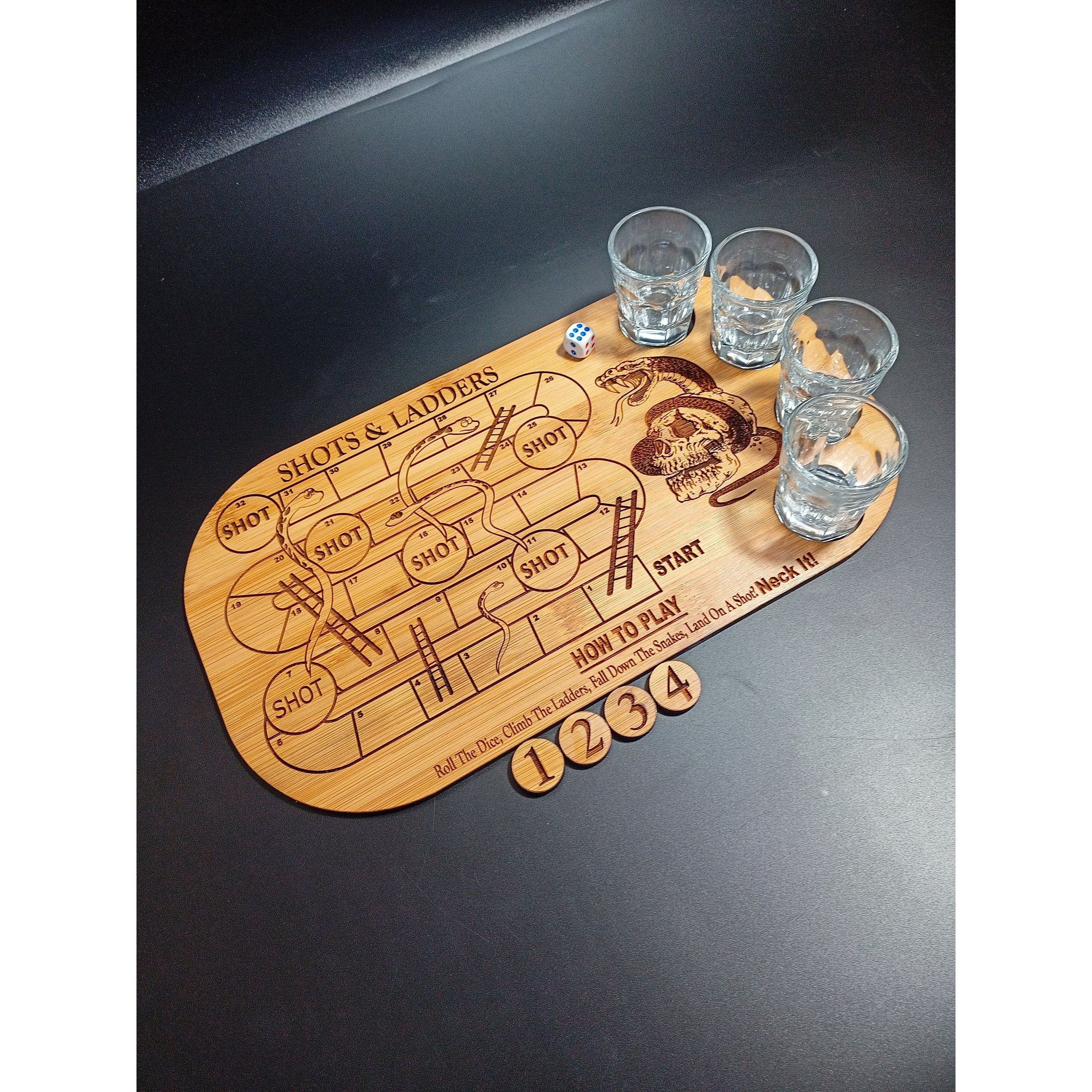 Drinking Game For Adults - Shots & Ladders Party Christmas Drinking Game Includes 4 Shot Glasses - Drinking Dice Game - Perfect Party Game