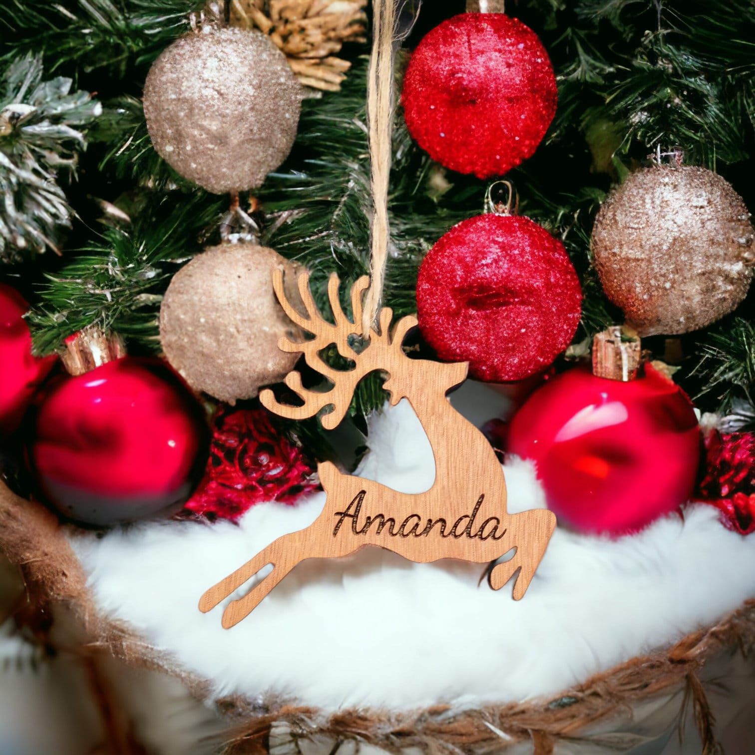 Personalised Christmas Reindeer Bauble - Personalised Christmas Decoration For Christmas Tree - Family Christmas Gift
