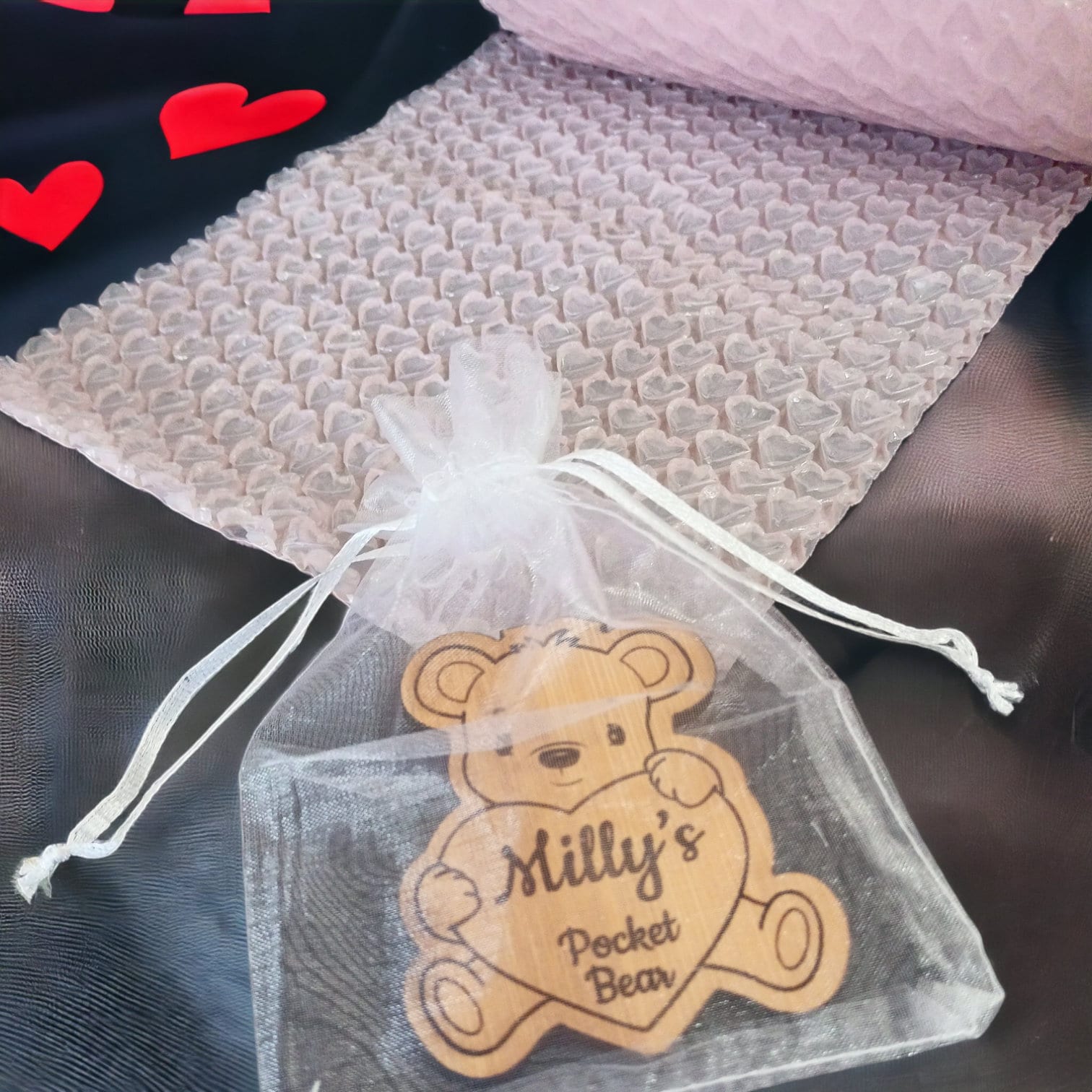 Little Pocket Bear Hug - Personalised Pocket Sized Bamboo Bear - A Small Handmade Gift with a Big Heart - Thinking Of You Gift - Small Gift