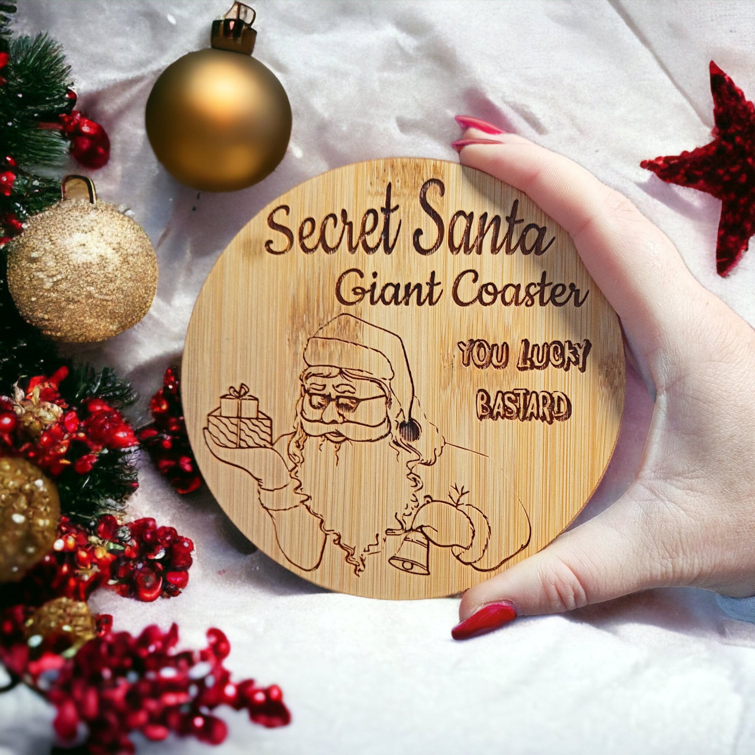 Secret Santa Gift Giant 13cms Naughty Bad Santa Coaster Secret Santa Gifts Under 10 Perfect Secret Santa Gift For Coworker