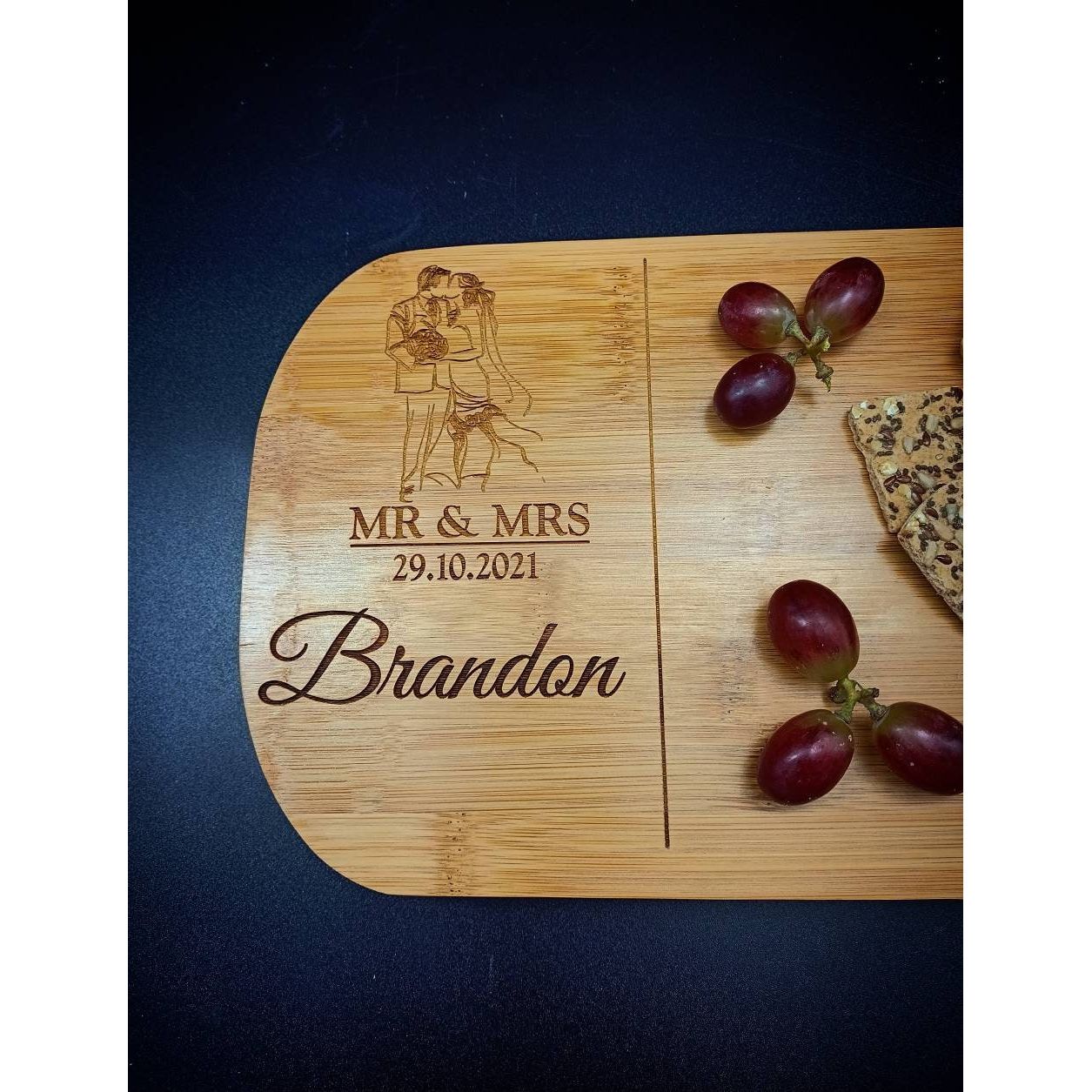 Personalised Cheese Board And Accessories . Wedding Established. Custom Cheeseboard. Wedding Anniversary Gift For Couples. Wedding Gifts.