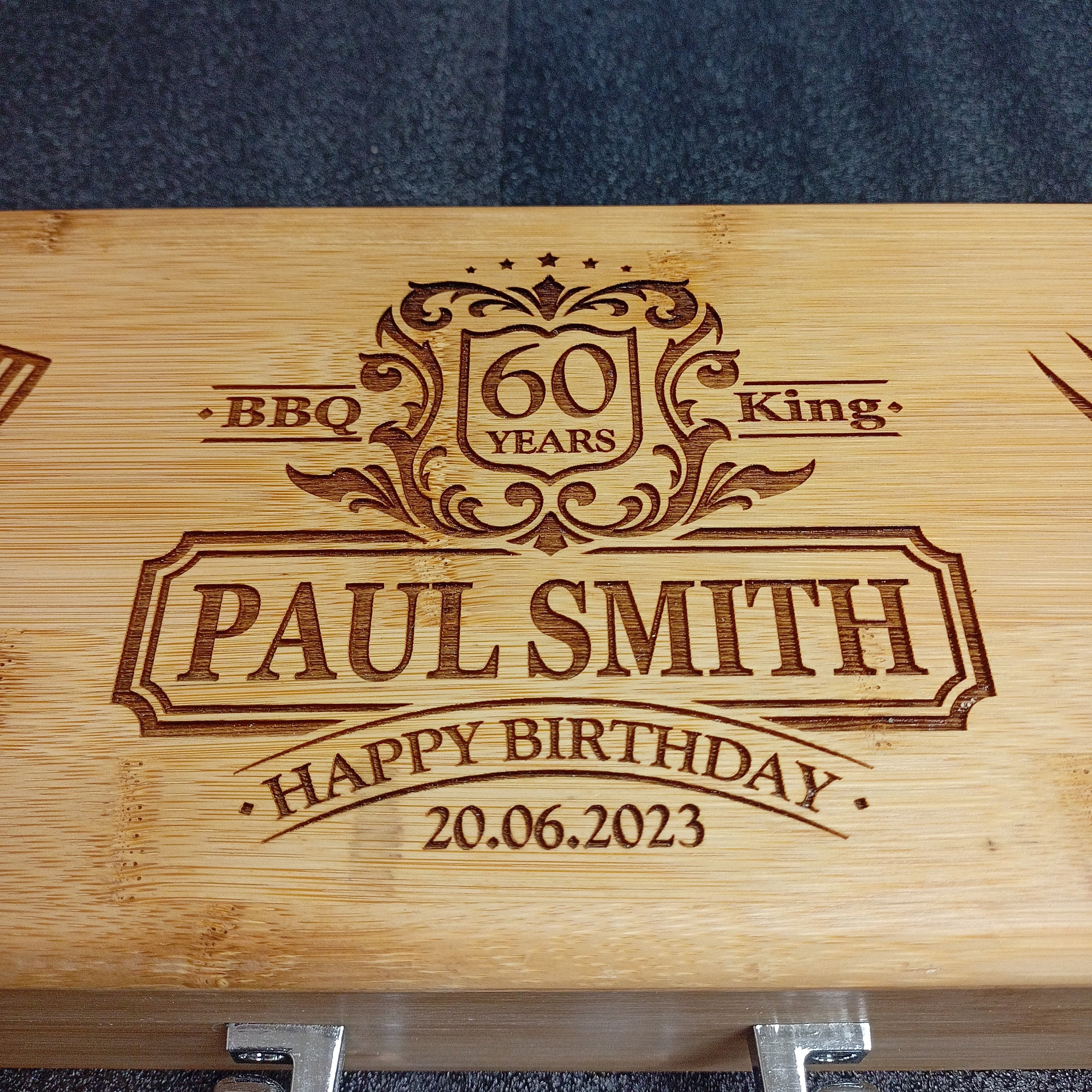 60TH Birthday Gift For Him - Personalised BBQ Set Ideal Boyfriend Gift - The Ultimate 60th Birthday Gift For Him - Happy Birthday Gift