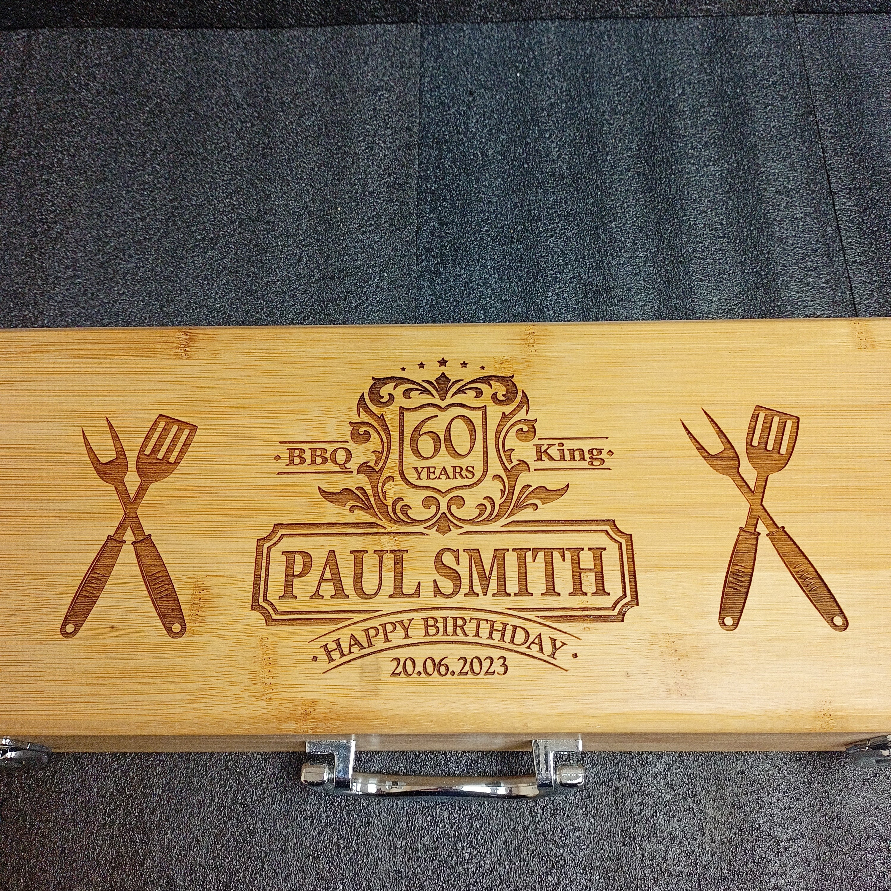 60TH Birthday Gift For Him - Personalised BBQ Set Ideal Boyfriend Gift - The Ultimate 60th Birthday Gift For Him - Happy Birthday Gift
