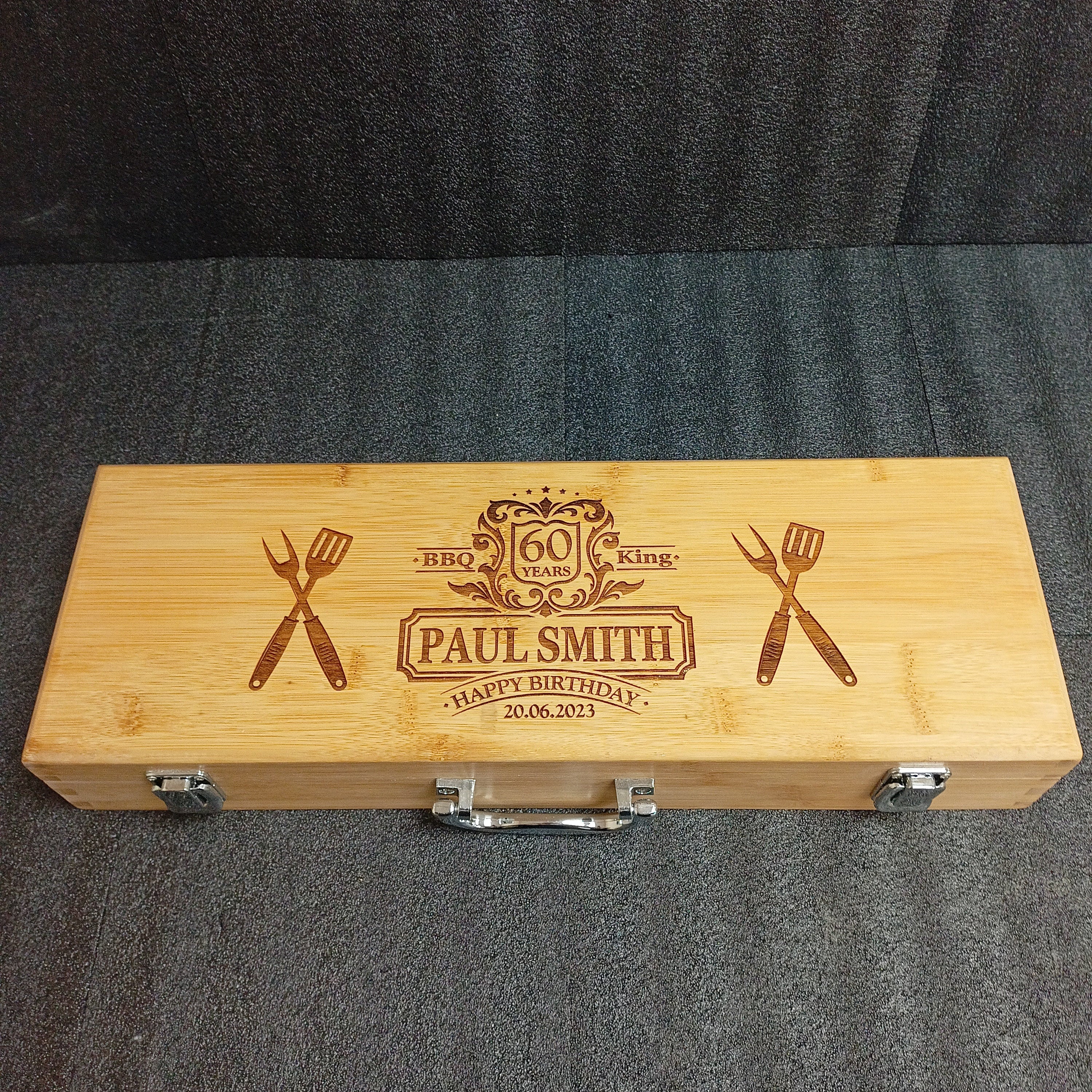 60TH Birthday Gift For Him - Personalised BBQ Set Ideal Boyfriend Gift - The Ultimate 60th Birthday Gift For Him - Happy Birthday Gift