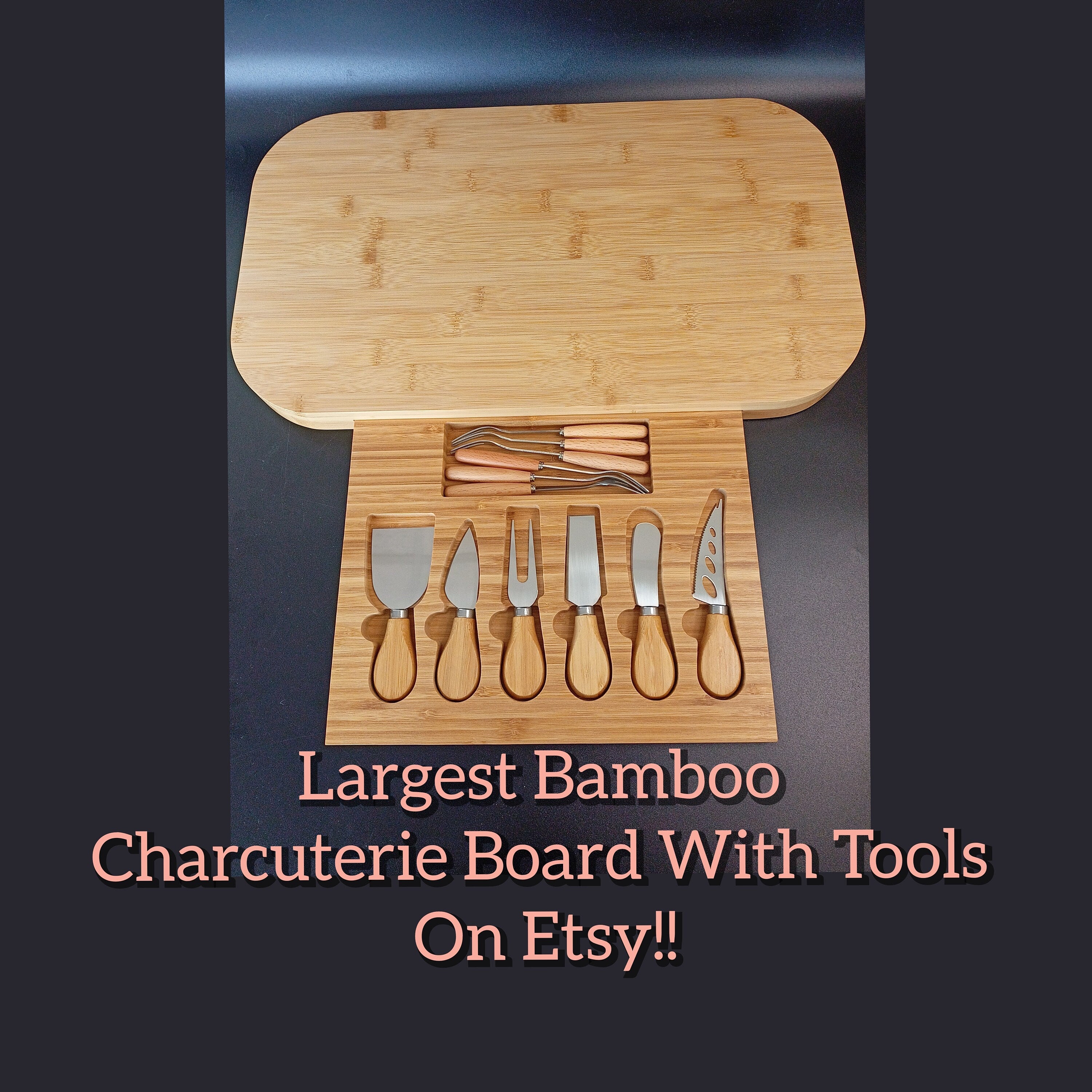 XXL EXTRA LARGE Charcuterie Board - Bamboo  Wooden Serving Board - Wedding Platter Buffet Charcuterie Board - Ideal Hostess Gift Ideas