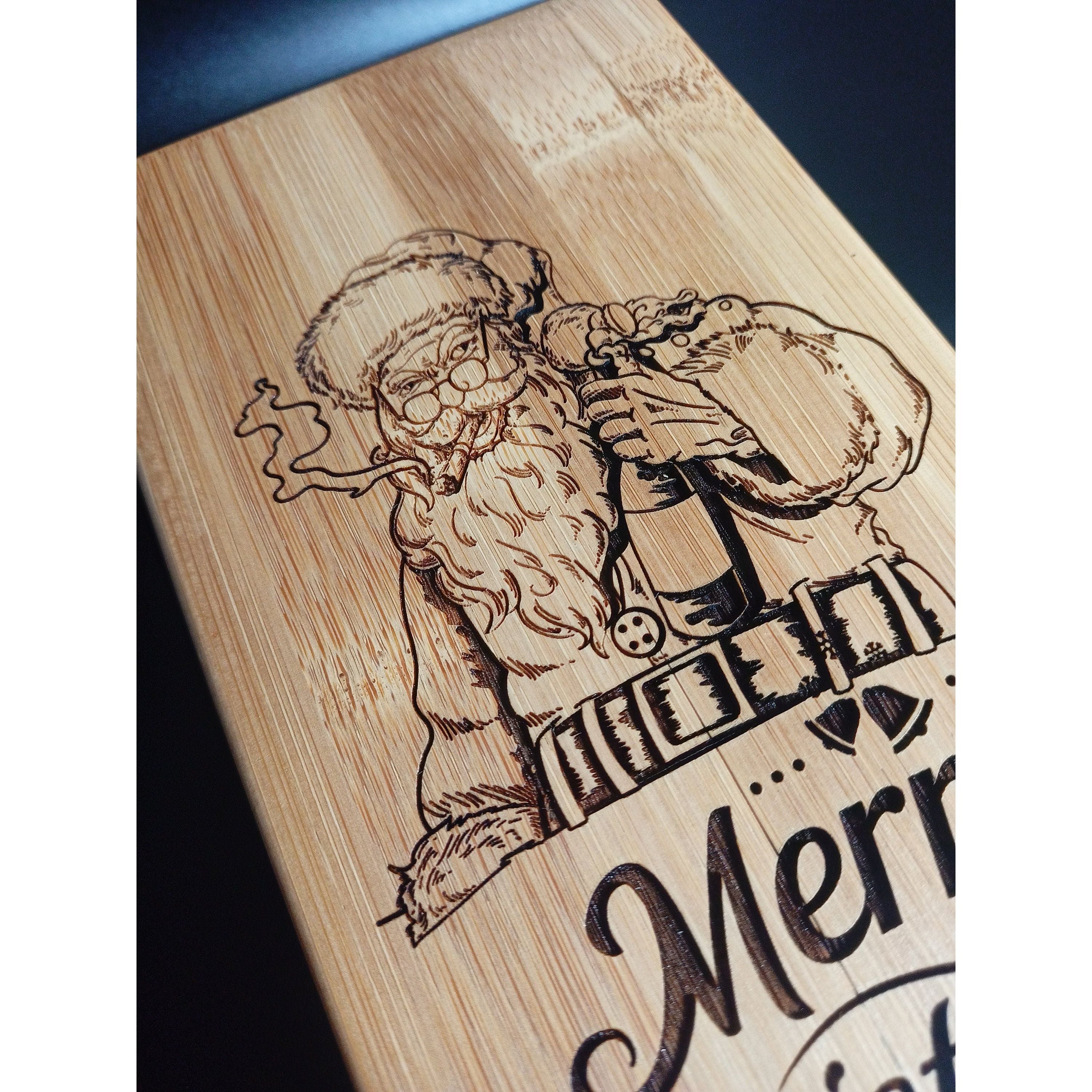 Personalised Christmas Gift - Personalised Bamboo Wine Box With A Bad Santa Design - Perfect Cheeky Christmas Gift For Him Or Gift For Her