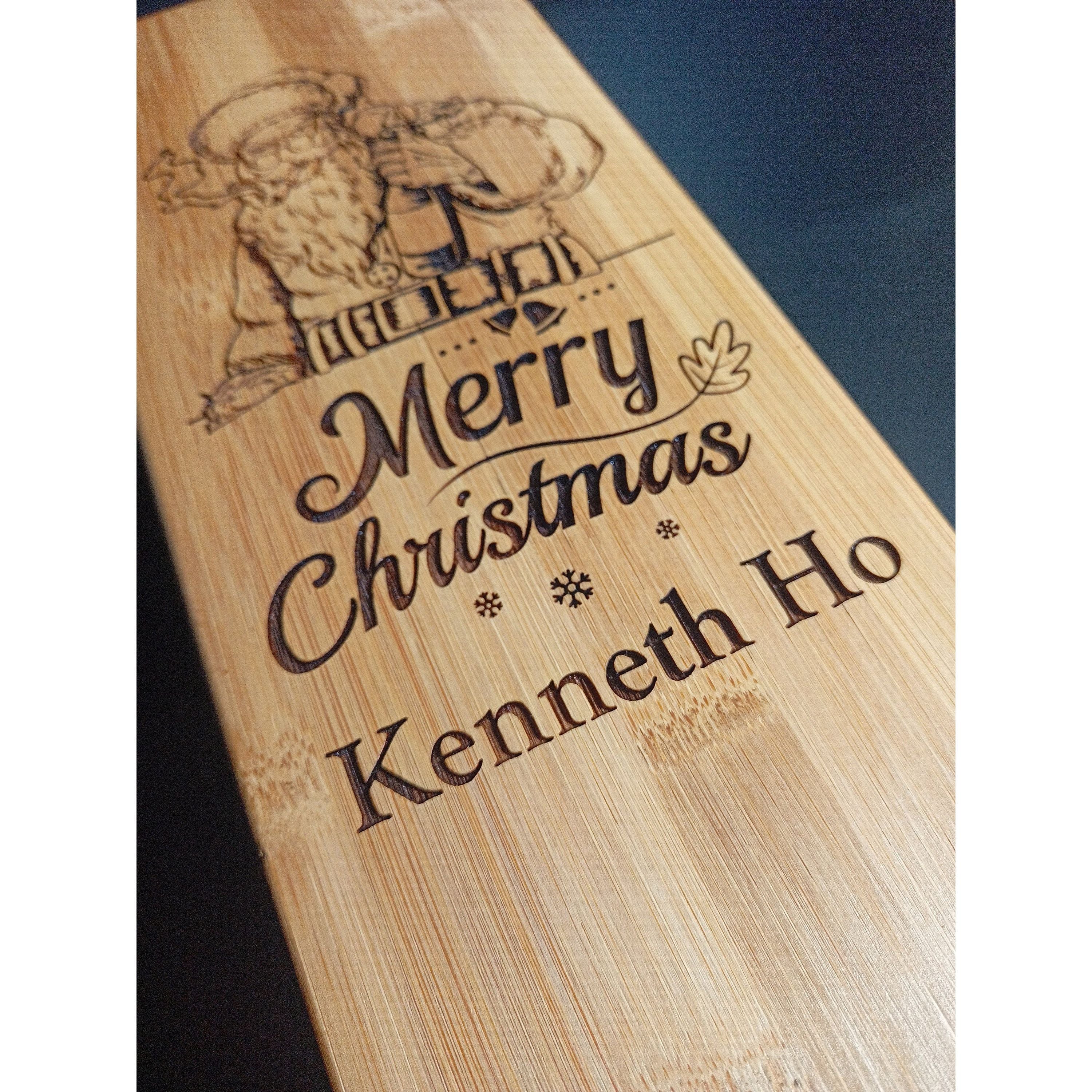 Personalised Christmas Gift - Personalised Bamboo Wine Box With A Bad Santa Design - Perfect Cheeky Christmas Gift For Him Or Gift For Her