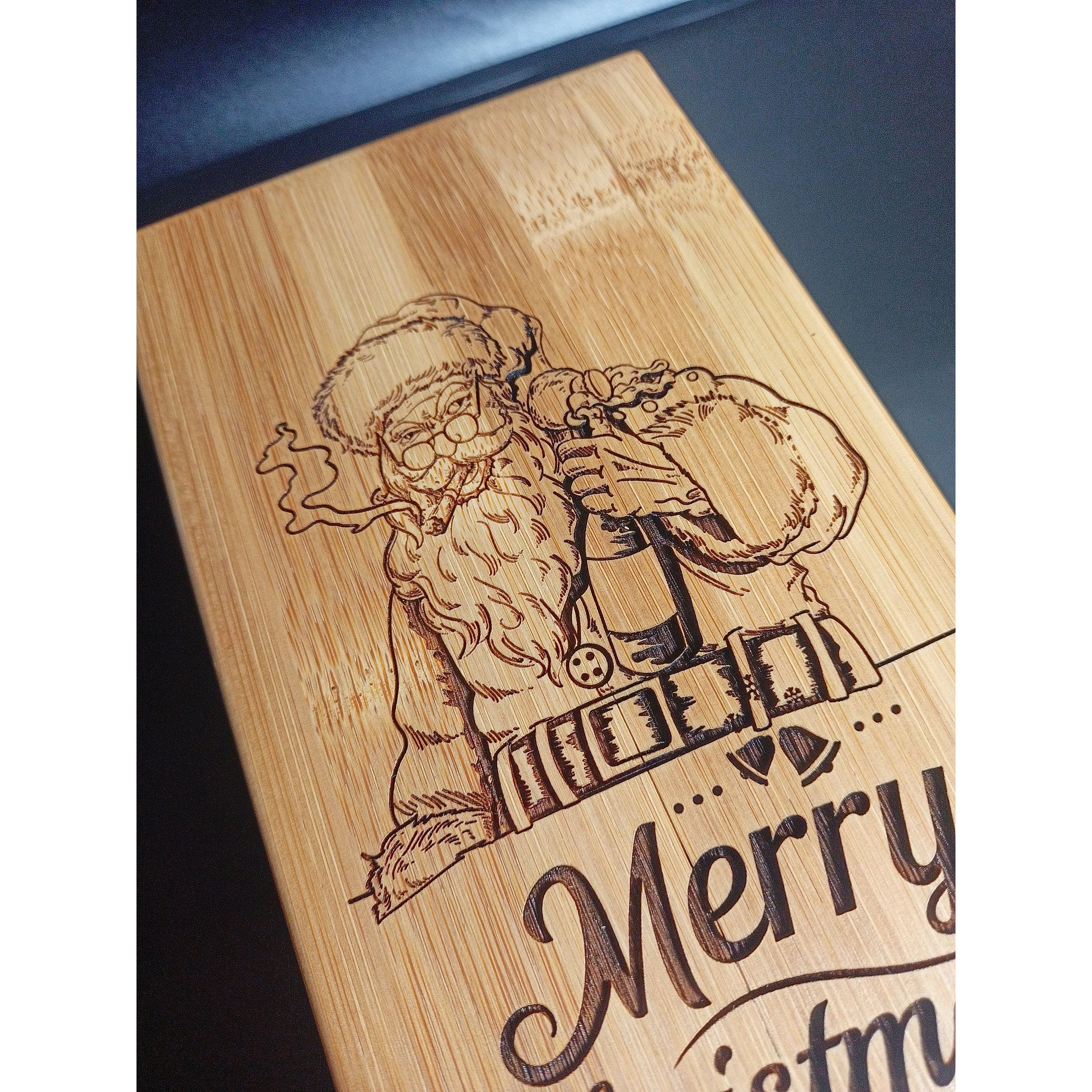 Personalised Christmas Gift - Personalised Bamboo Wine Box With A Bad Santa Design - Perfect Cheeky Christmas Gift For Him Or Gift For Her