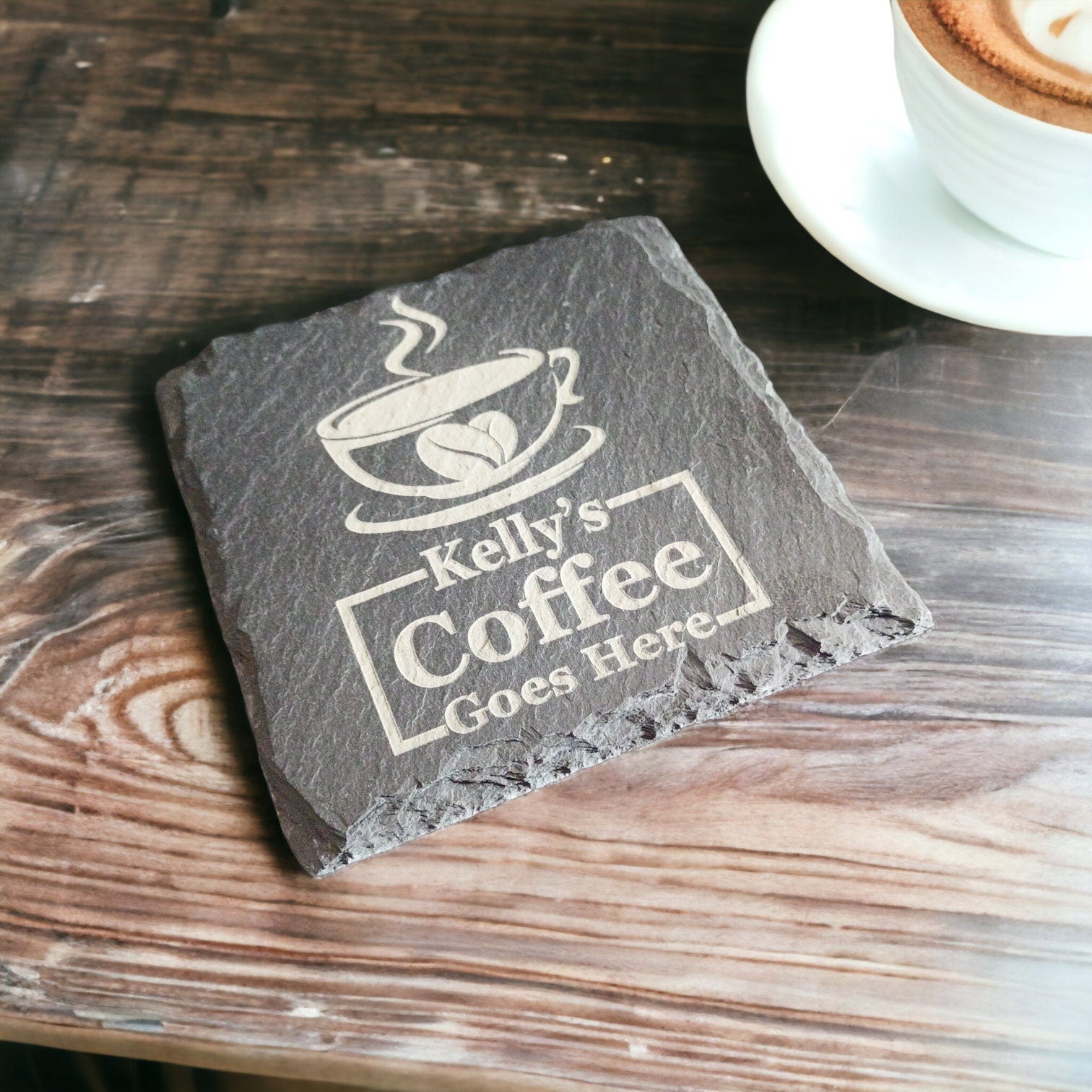 Personalised Slate Coaster - Housewarming Gift For Couple For Gifts Under 10 - Tea / Coffee Lover Gift - Beer Gifts For Men - Christmas Gift
