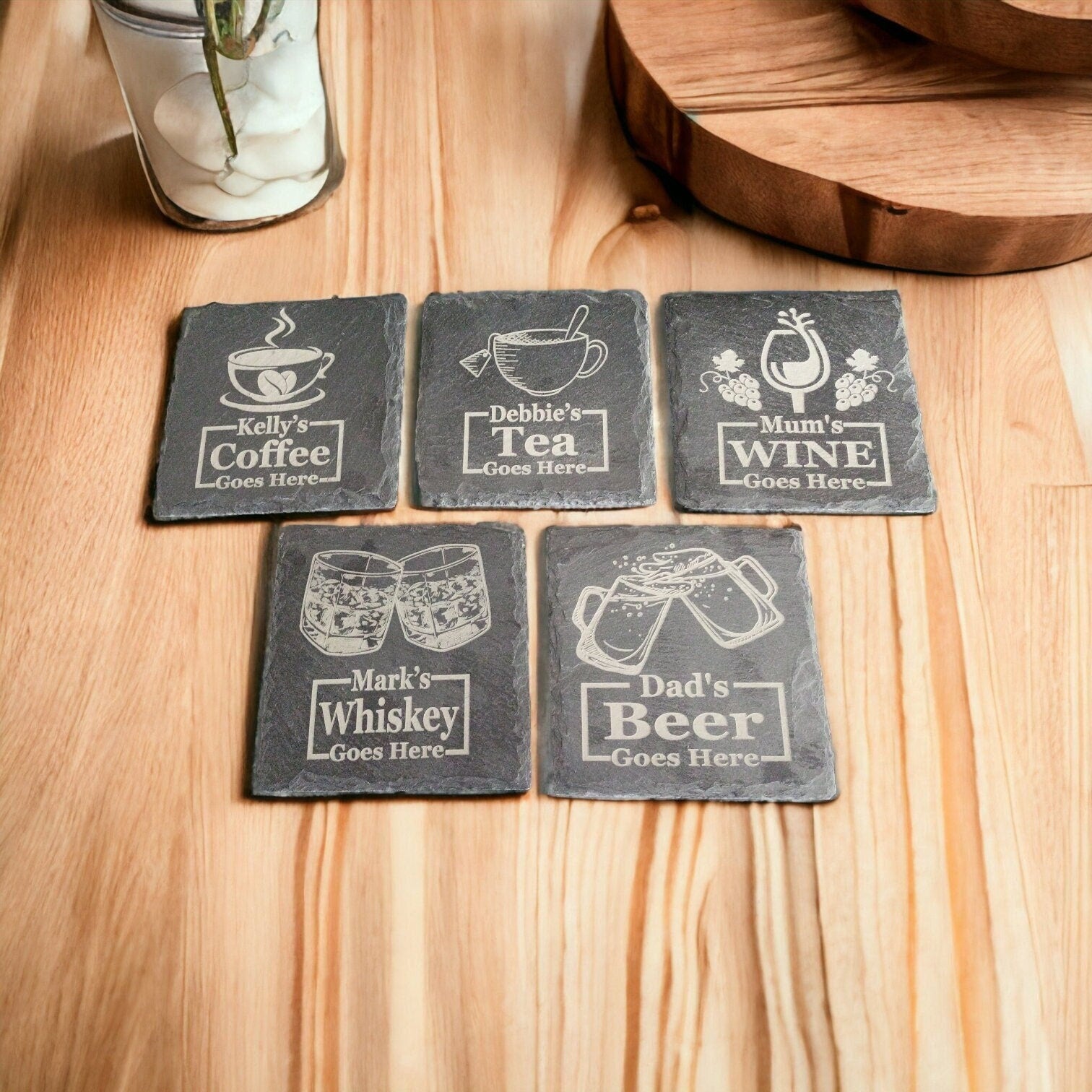 Personalised Slate Coaster - Housewarming Gift For Couple For Gifts Under 10 - Tea / Coffee Lover Gift - Beer Gifts For Men - Christmas Gift