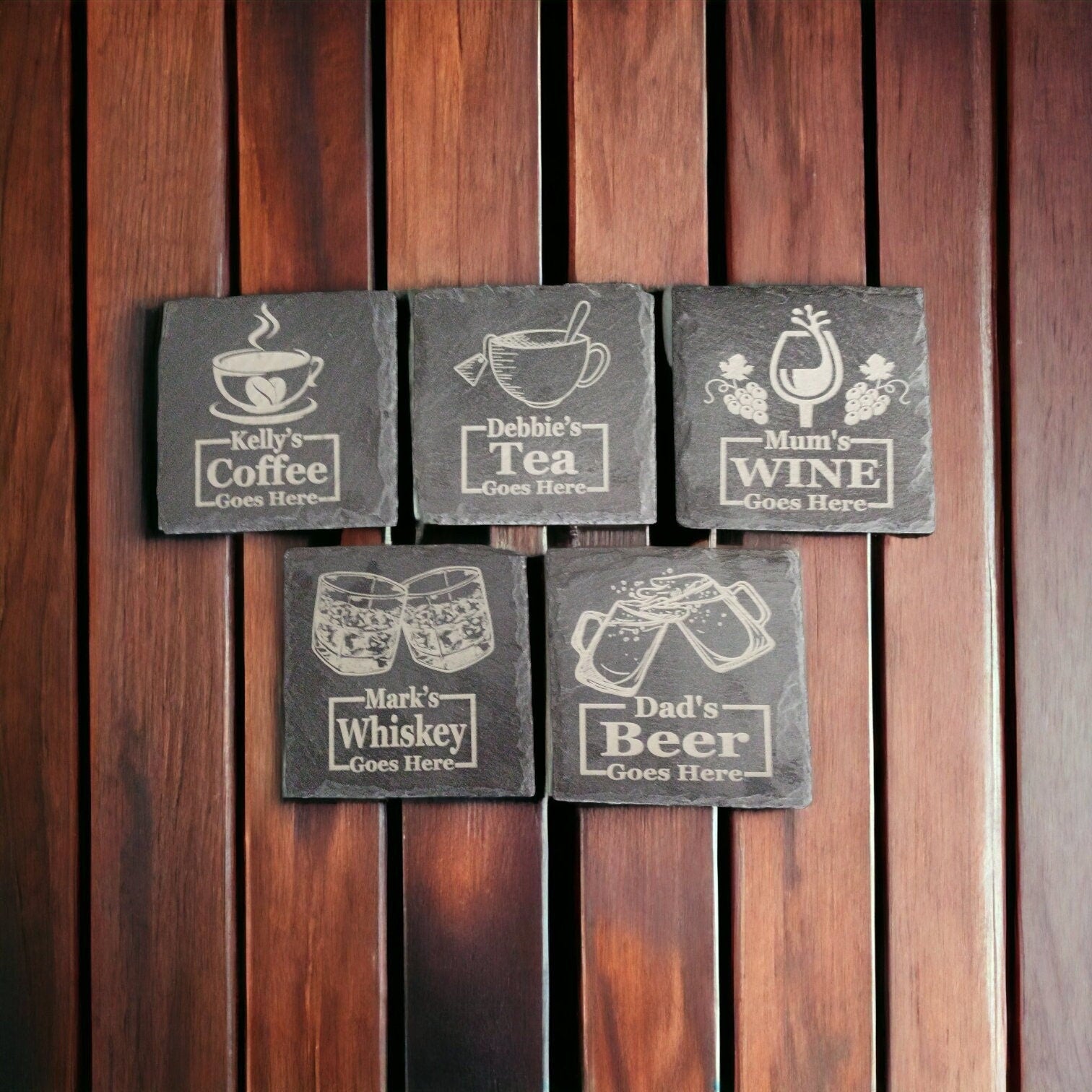 Personalised Slate Coaster - Housewarming Gift For Couple For Gifts Under 10 - Tea / Coffee Lover Gift - Beer Gifts For Men - Christmas Gift
