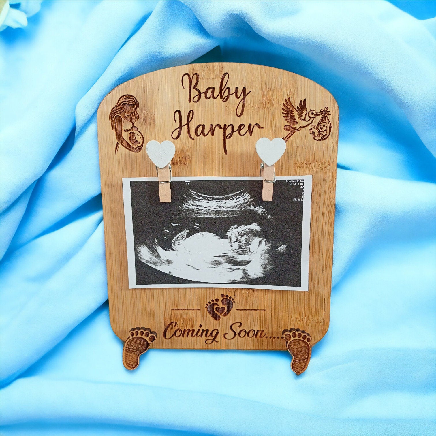 Personalised Pregnancy Announcement Baby Reveal Sign & Baby Scan Frame - Cherish Your Pregnancy Reveal - Makes The Best Pregnancy Gift!