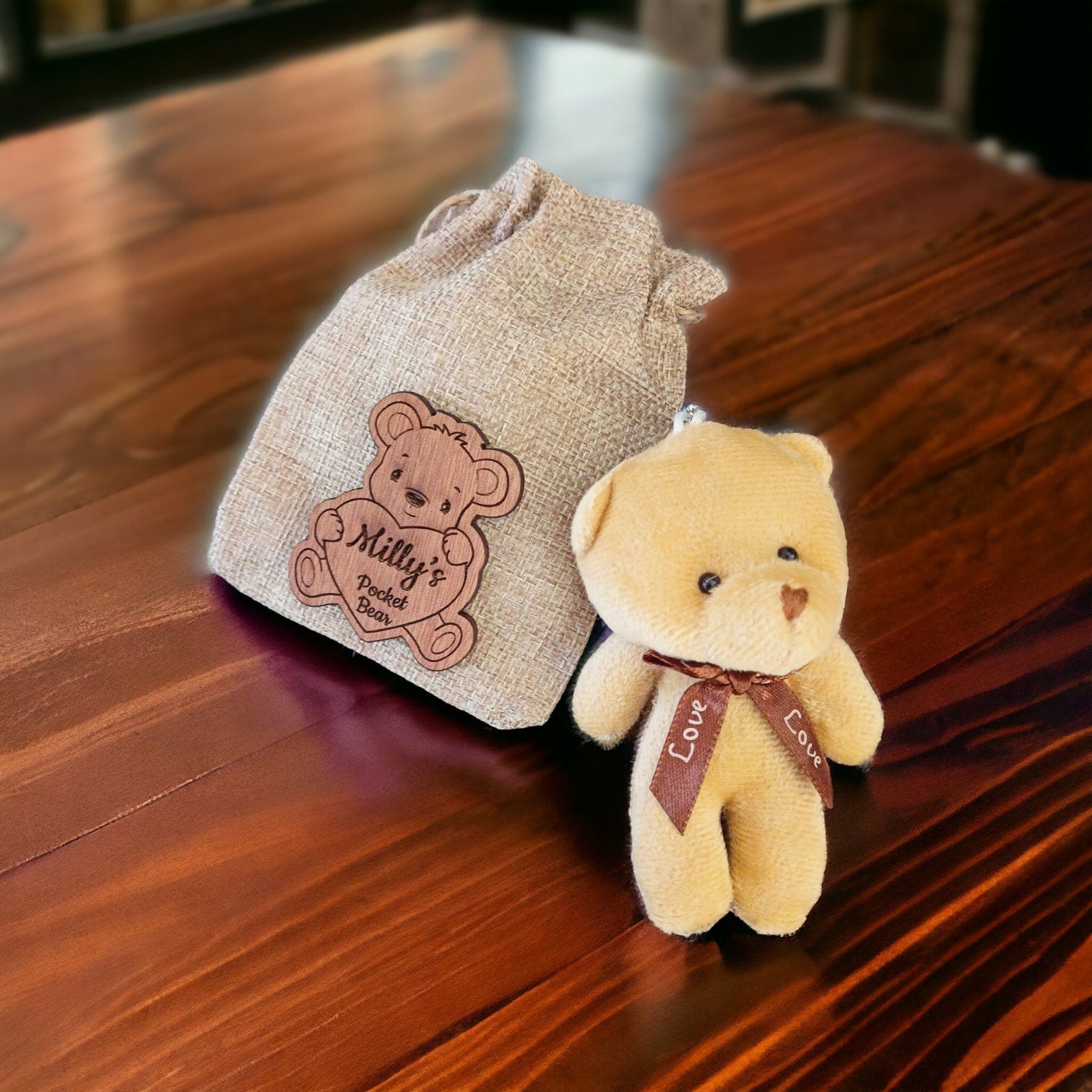 Pocket Bear Hug - Personalised Pocket Bear Hug Friend, Sympathy, Thank You, Good Luck & Bereavement Comfort Gift Under 10 Pounds