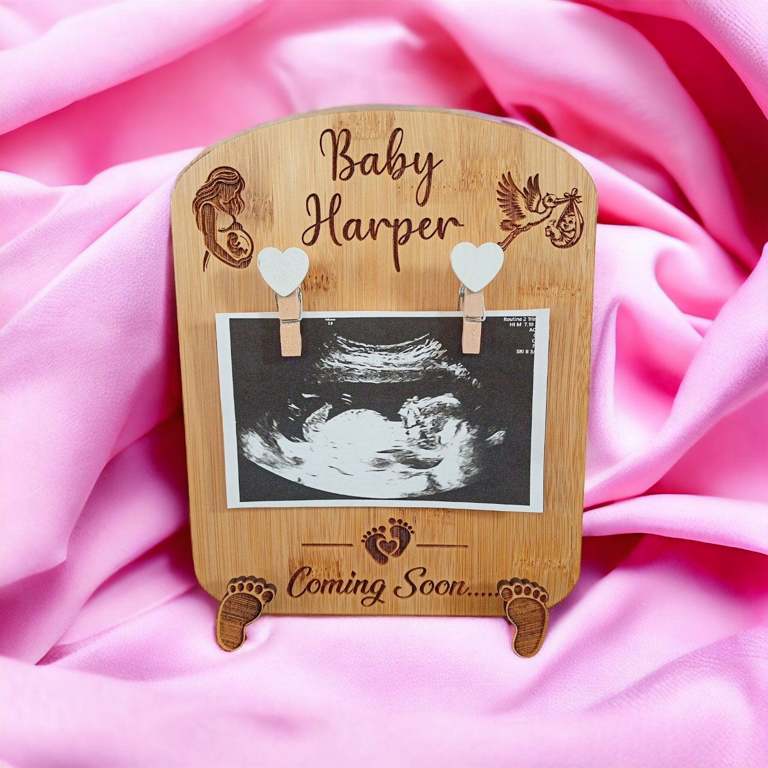 Personalised Pregnancy Announcement Baby Reveal Sign & Baby Scan Frame - Cherish Your Pregnancy Reveal - Makes The Best Pregnancy Gift!
