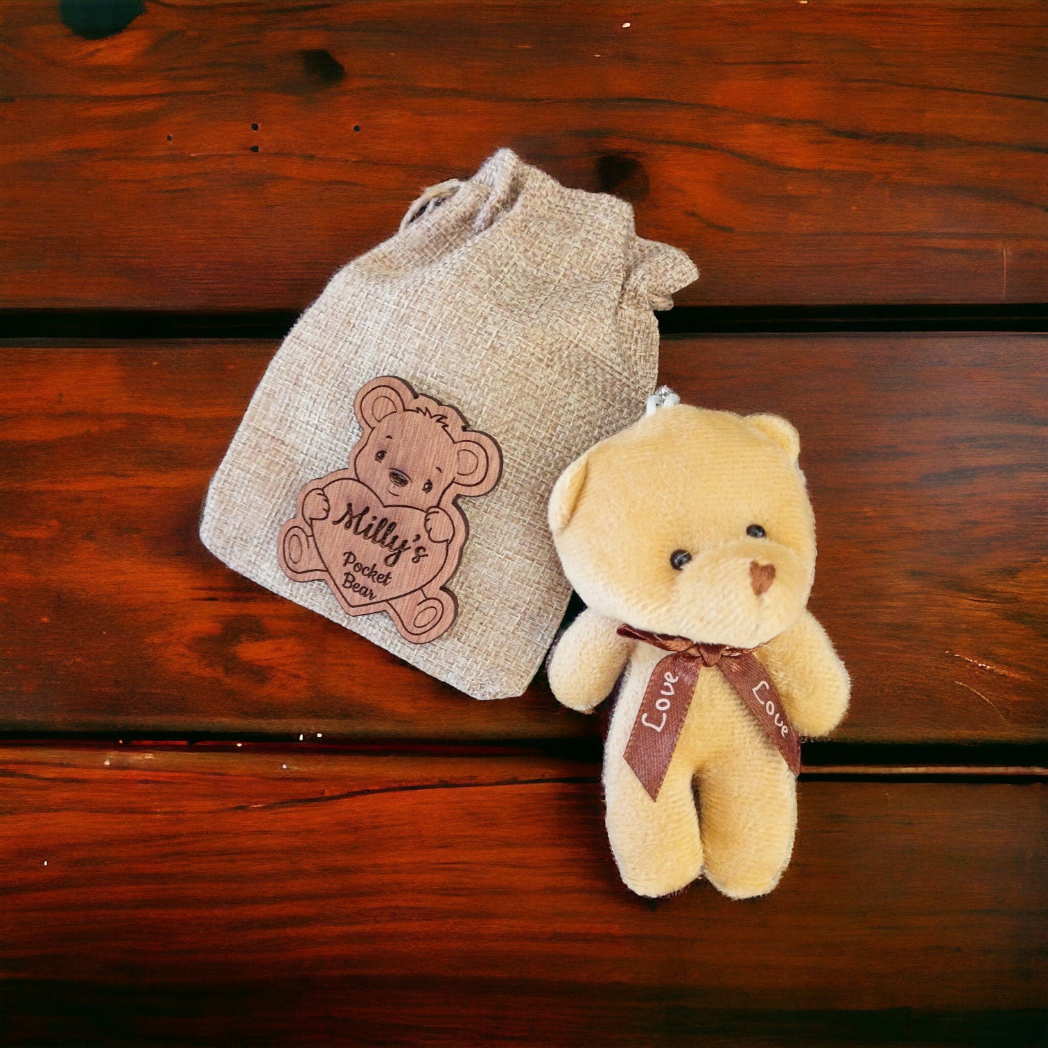 Pocket Bear Hug - Personalised Pocket Bear Hug Friend, Sympathy, Thank You, Good Luck & Bereavement Comfort Gift Under 10 Pounds