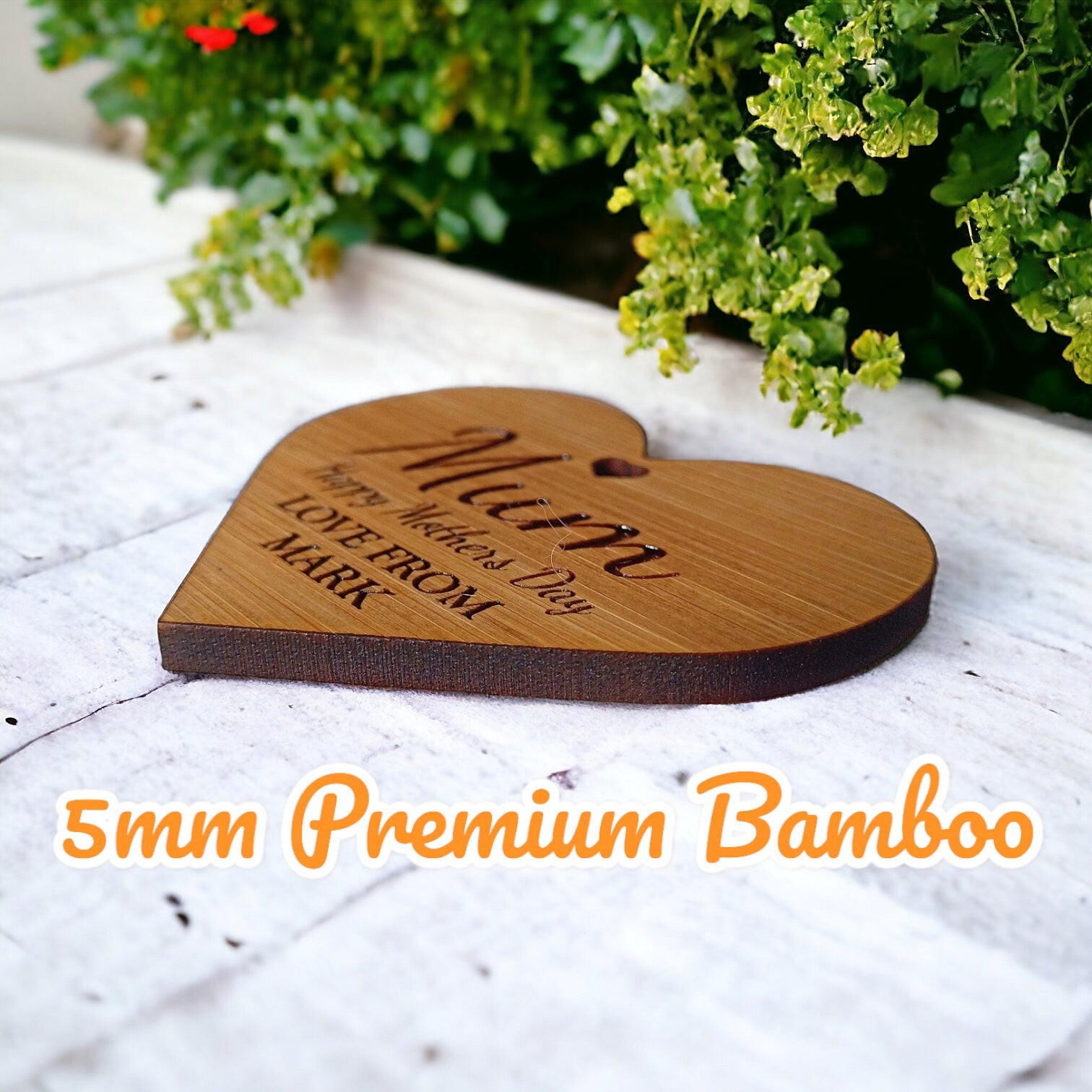 Mothers Day Gift For Her - Plush Teddy Bear In A Bag With A Personalised Bamboo Heart - The Perfect Gift For Mum This Mothers Day