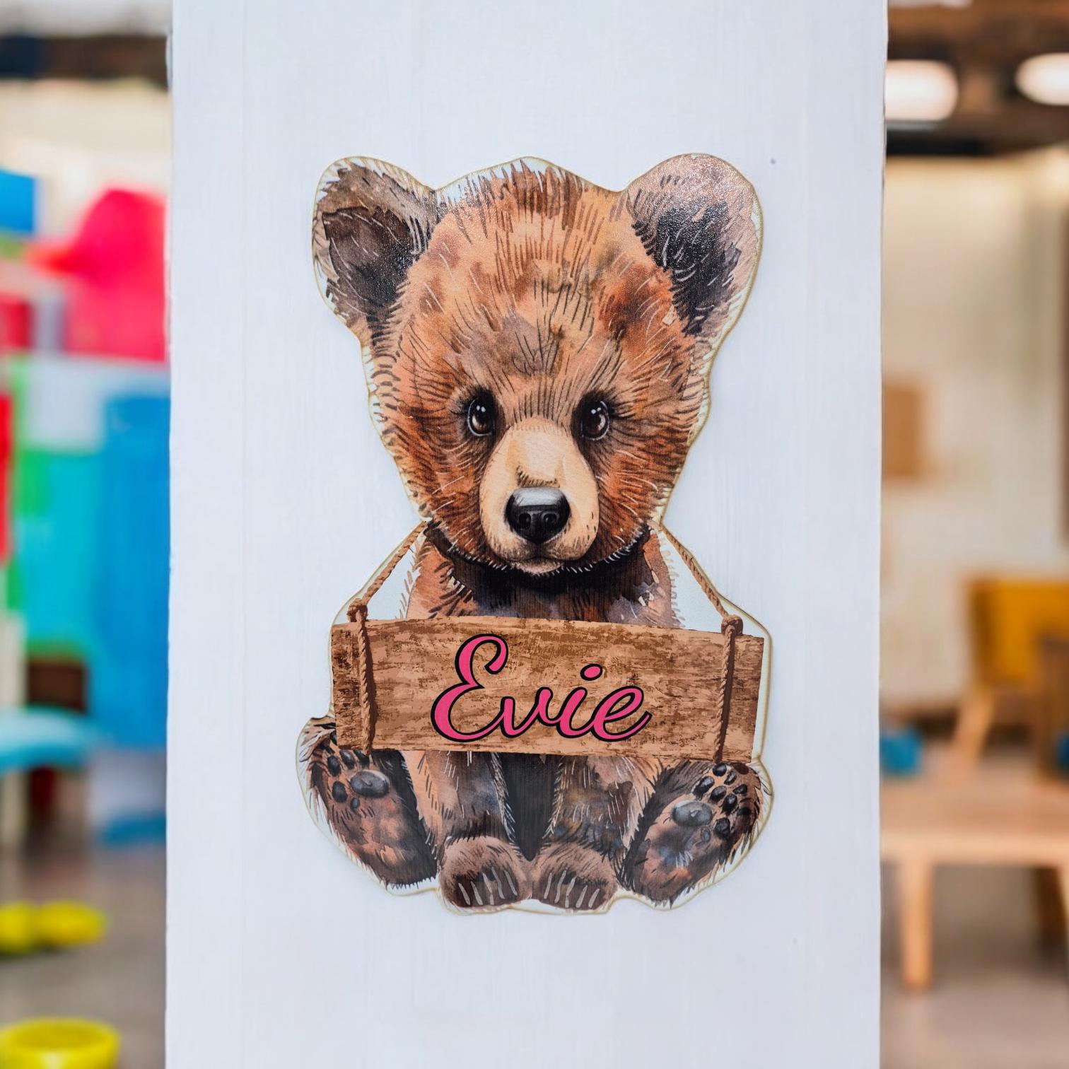 Personalised Nursery Decor - Large Personalised Teddy Bear Wooden Wall Decor - Perfect For Nursery Or Kids Bedroom - Cute Custom Wall Art