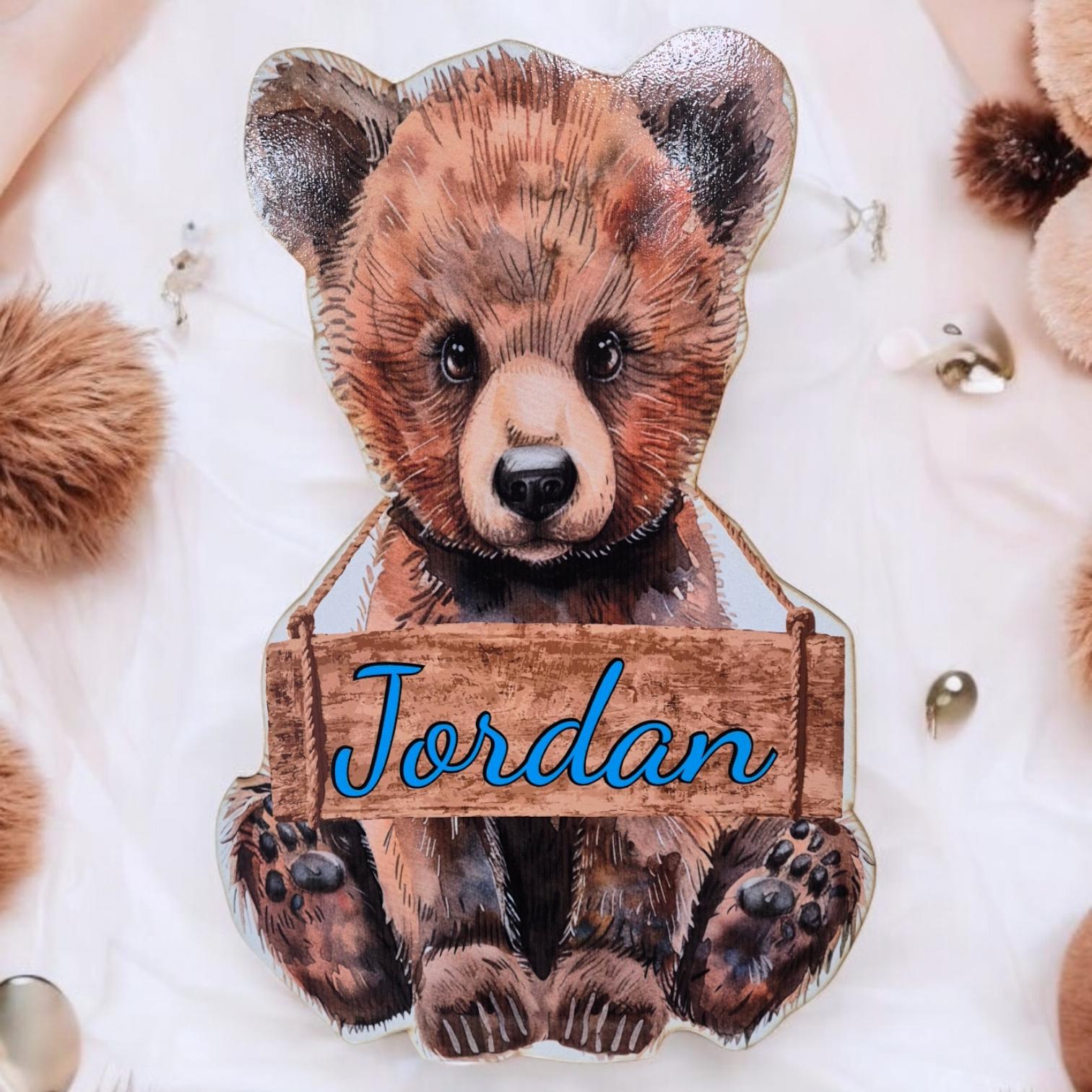 Personalised Nursery Decor - Large Personalised Teddy Bear Wooden Wall Decor - Perfect For Nursery Or Kids Bedroom - Cute Custom Wall Art