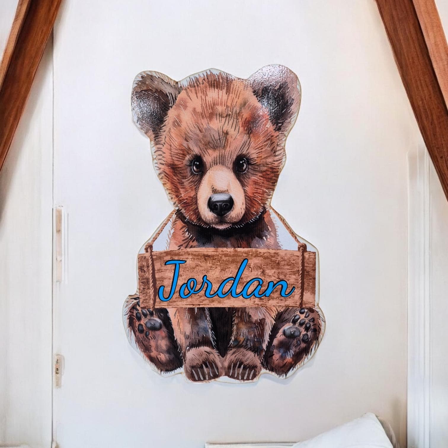 Personalised Nursery Decor - Large Personalised Teddy Bear Wooden Wall Decor - Perfect For Nursery Or Kids Bedroom - Cute Custom Wall Art