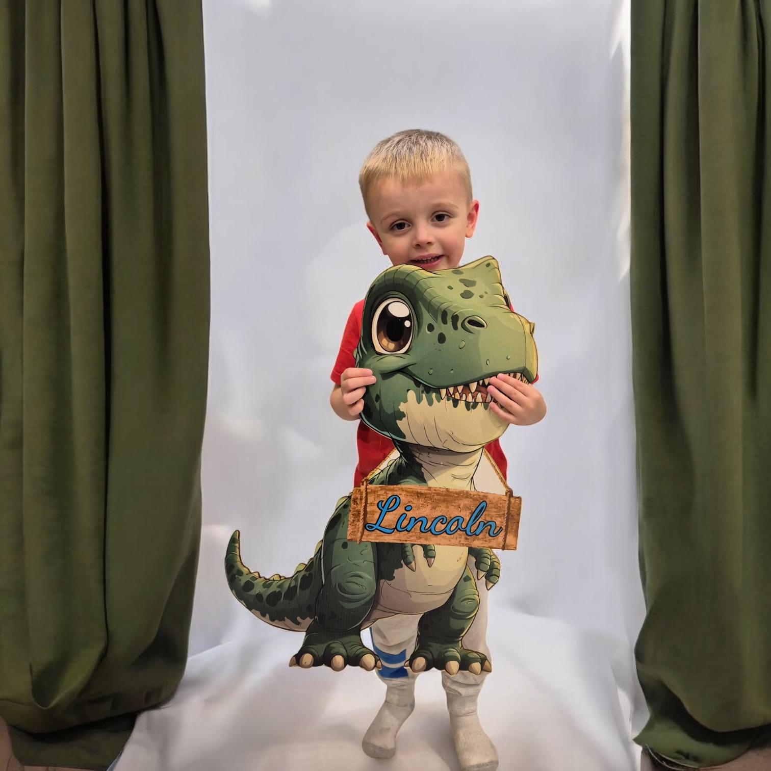 Personalised Dinosaur T-Rex Wall Art - 58cm Kids' Room Decor | Nursery, Playroom, Baby Boy/Girl Bedroom Decor | Cute Dinosaur Wall Art