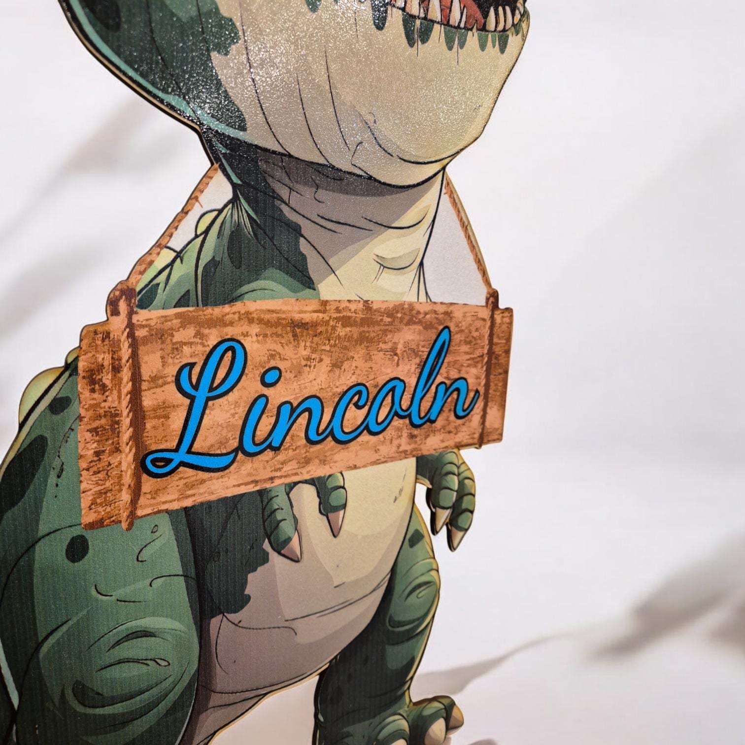 Personalised Dinosaur T-Rex Wall Art - 58cm Kids' Room Decor | Nursery, Playroom, Baby Boy/Girl Bedroom Decor | Cute Dinosaur Wall Art