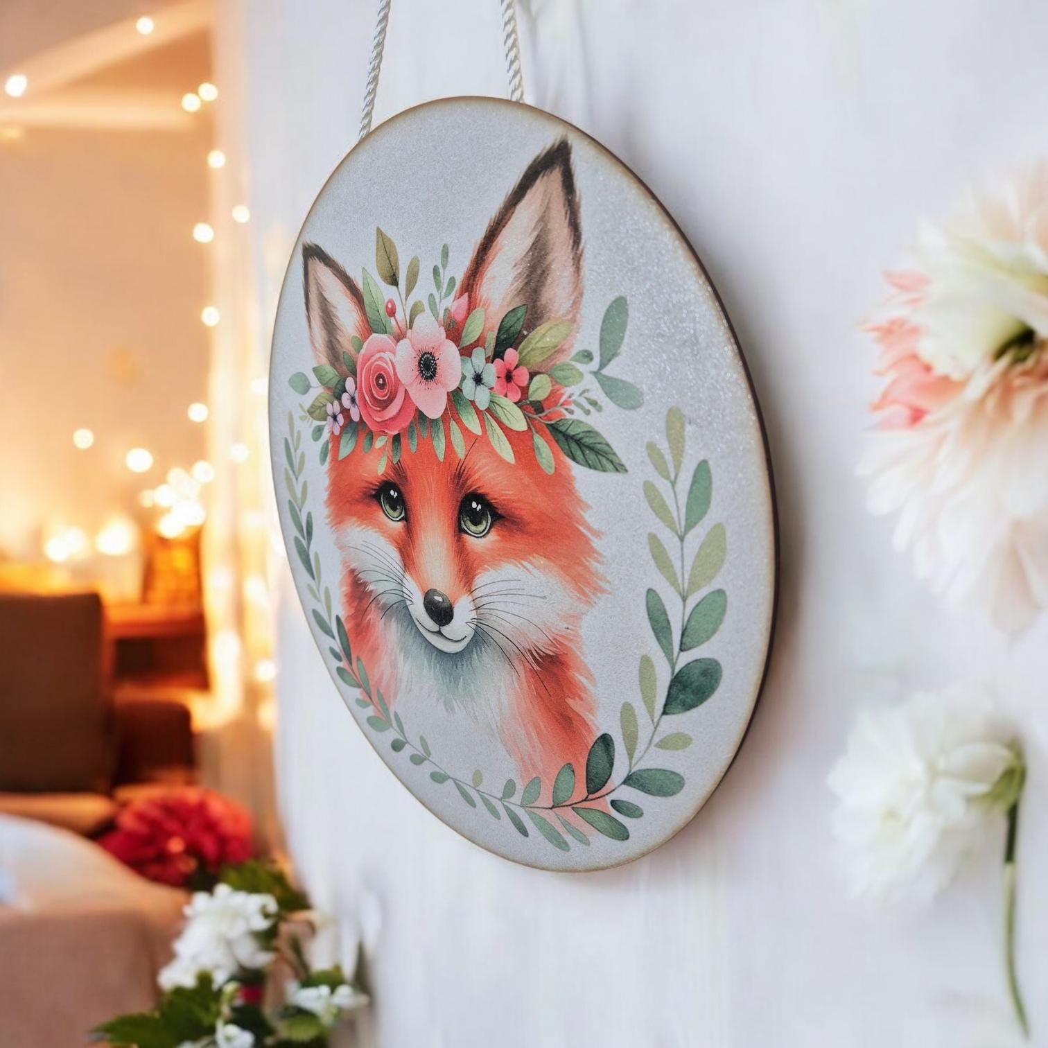 Wooden Fox Wall Art - Woodland Nursery Decor | Cute Animal Hanging Wall Art - Baby Girl/Boy Bedroom or Playroom Decor- Animal Prints
