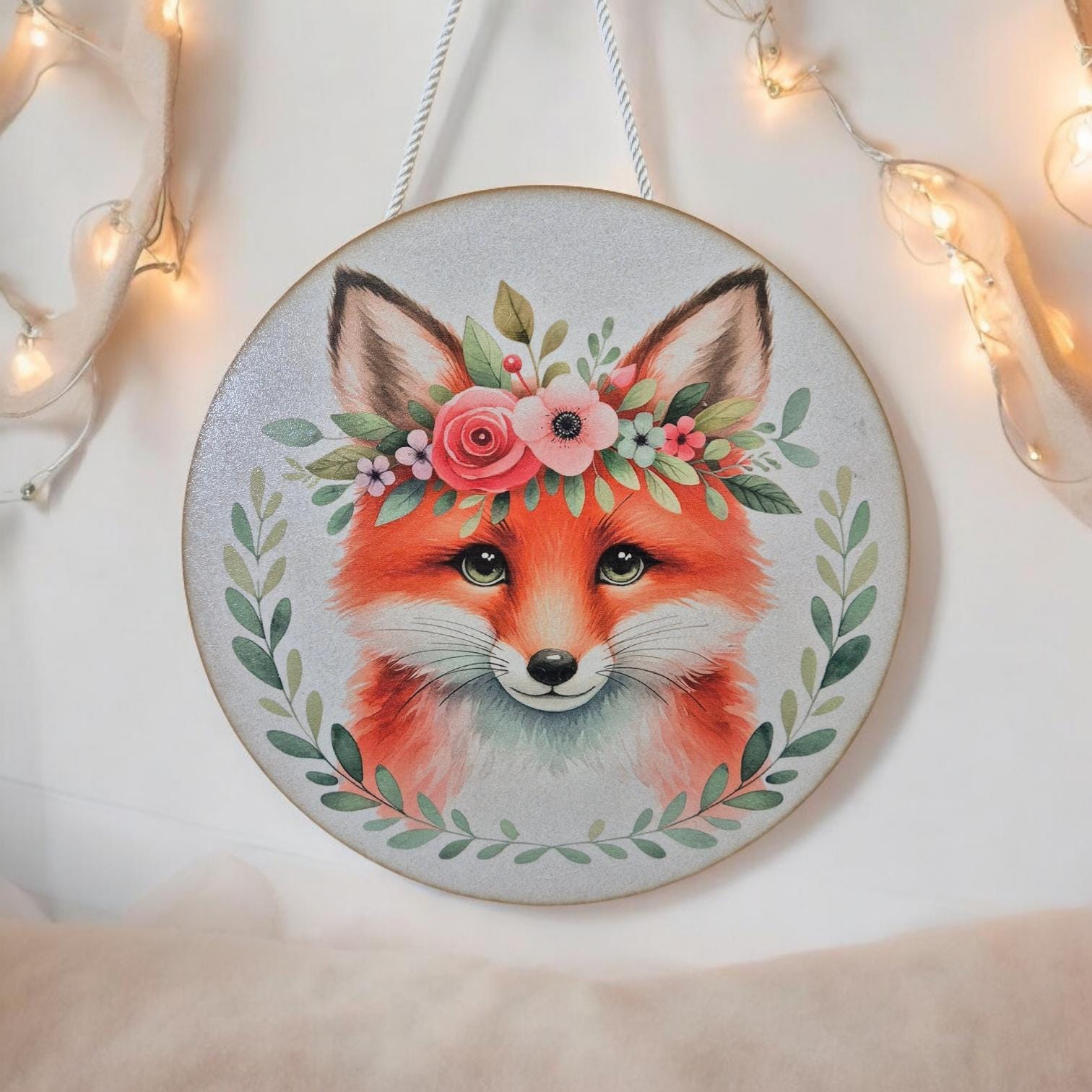 Wooden Fox Wall Art - Woodland Nursery Decor | Cute Animal Hanging Wall Art - Baby Girl/Boy Bedroom or Playroom Decor- Animal Prints