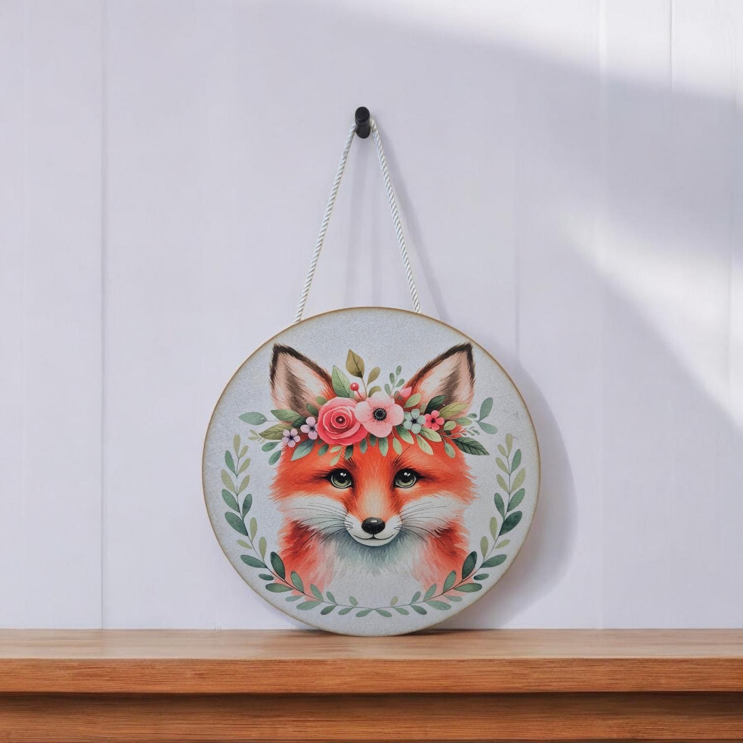 Wooden Fox Wall Art - Woodland Nursery Decor | Cute Animal Hanging Wall Art - Baby Girl/Boy Bedroom or Playroom Decor- Animal Prints