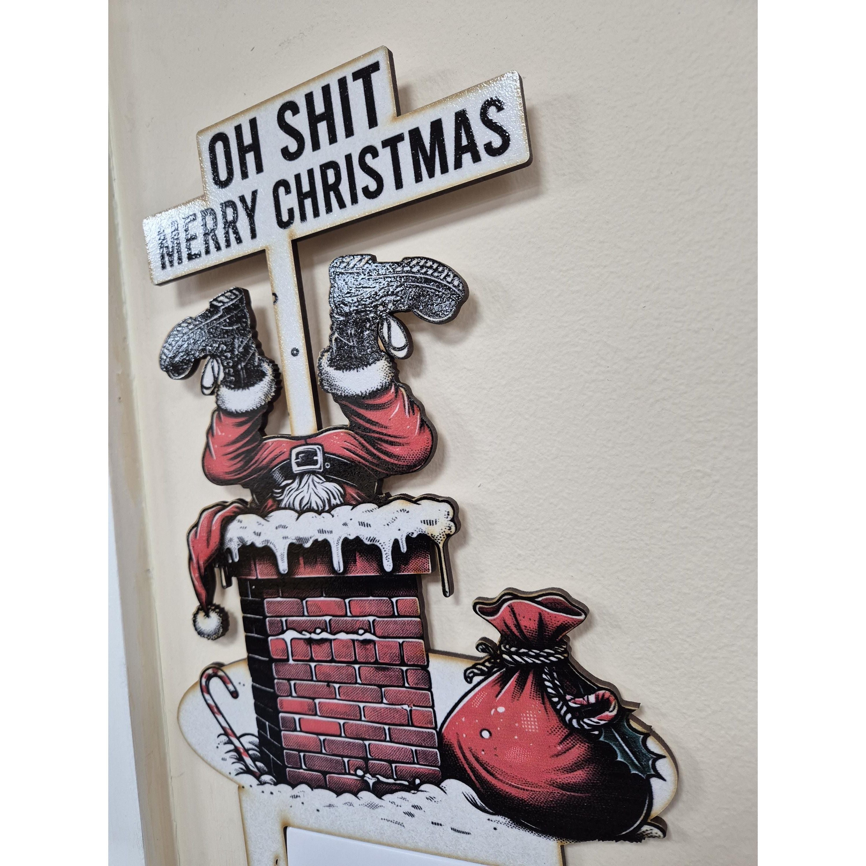 Funny Christmas Light Switch Surround - Santa Stuck in Chimney | Christmas Decor, Ornament, Decorations, Signs, and Home Decor Gifts